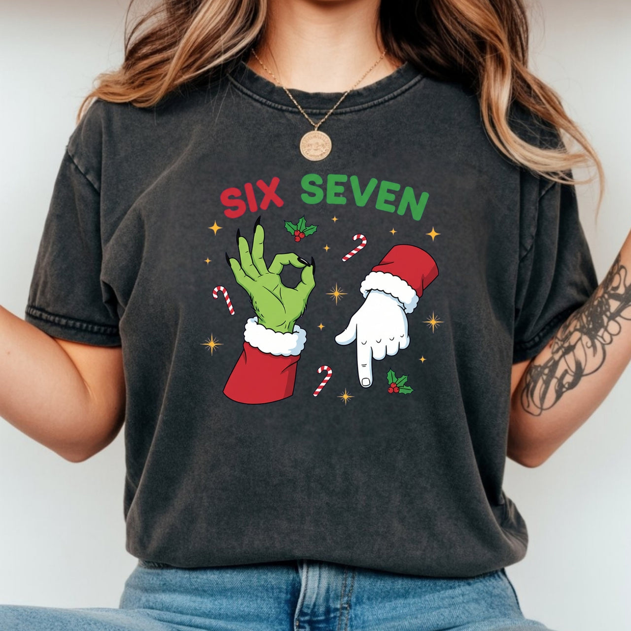 Six Seven Christmas T-Shirt – Funny Holiday Meme Graphic Tee