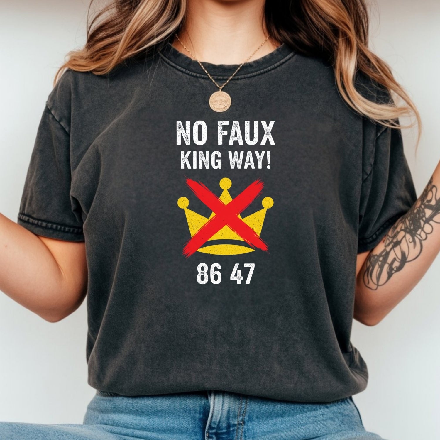No Faux King Way 8647 Tee – Witty Wordplay Graphic Shirt