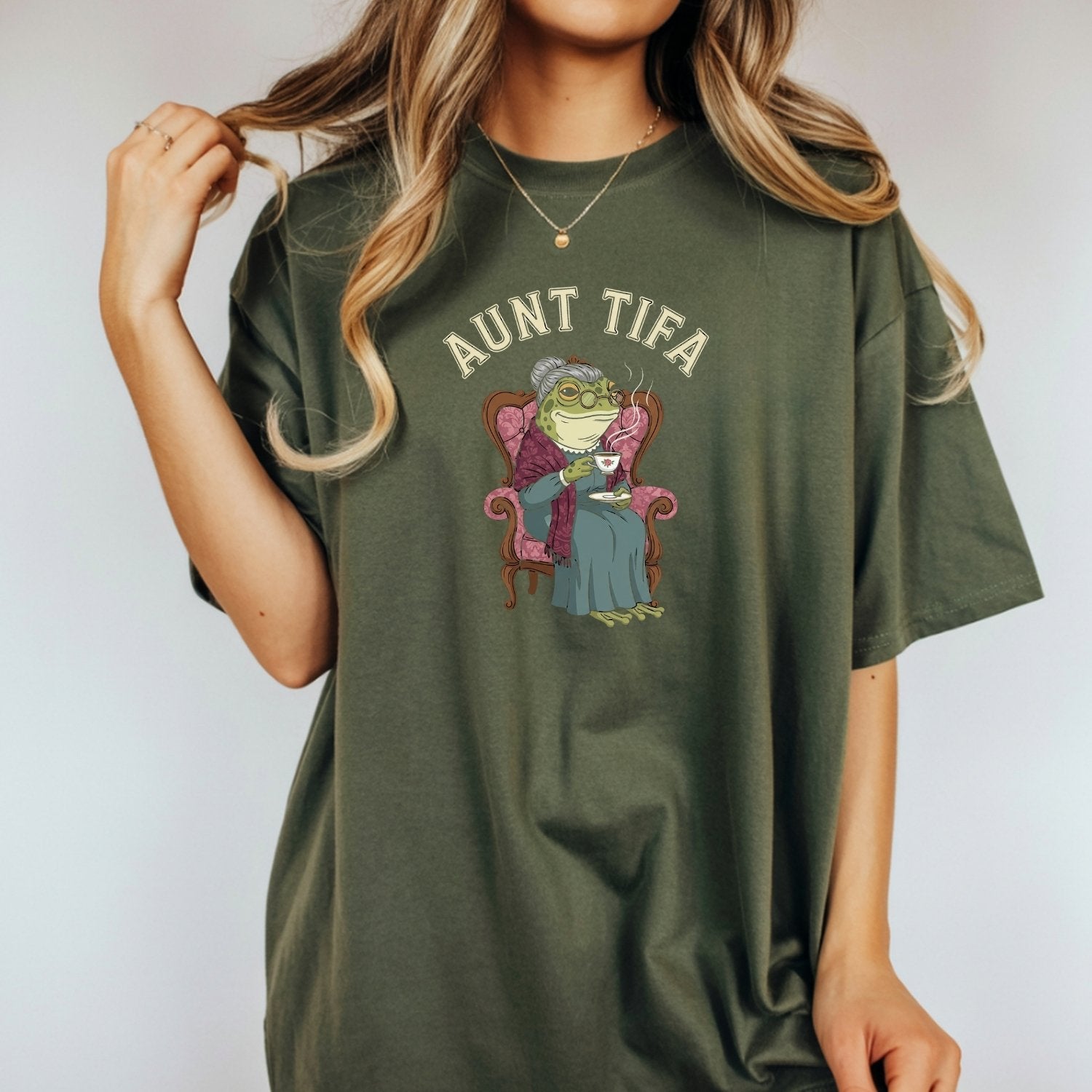 Funny Aunt Tifa T-Shirt – Frog Meme Humor Graphic Tee