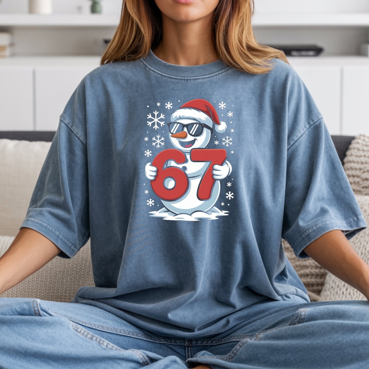 Funny Snowman Six Seven T-Shirt – Christmas Meme Graphic Tee.png