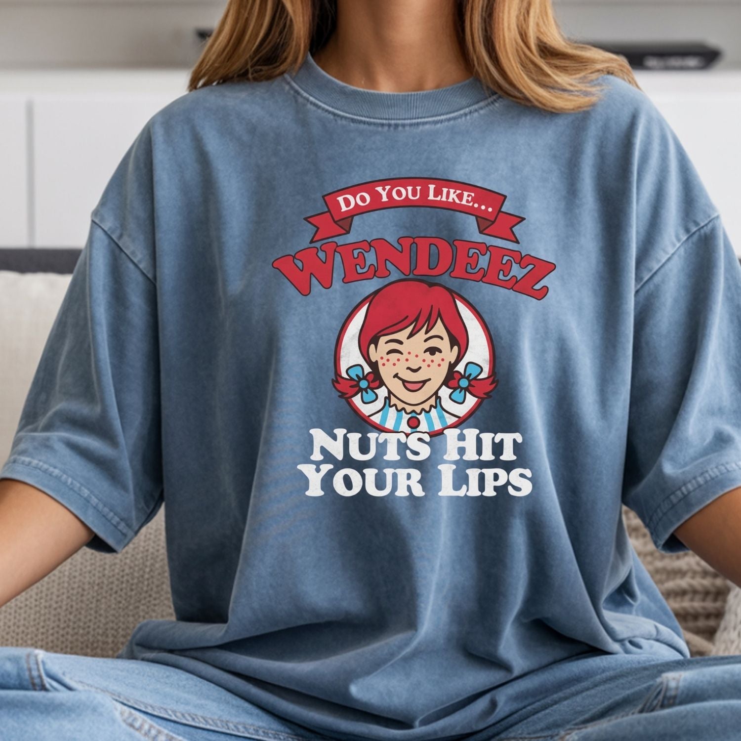 Wendeez Nuts Hit Your Lips Funny Retro Meme Shirt – Cheeky Humor Tee, Embarrassing Joke Gift for Adults