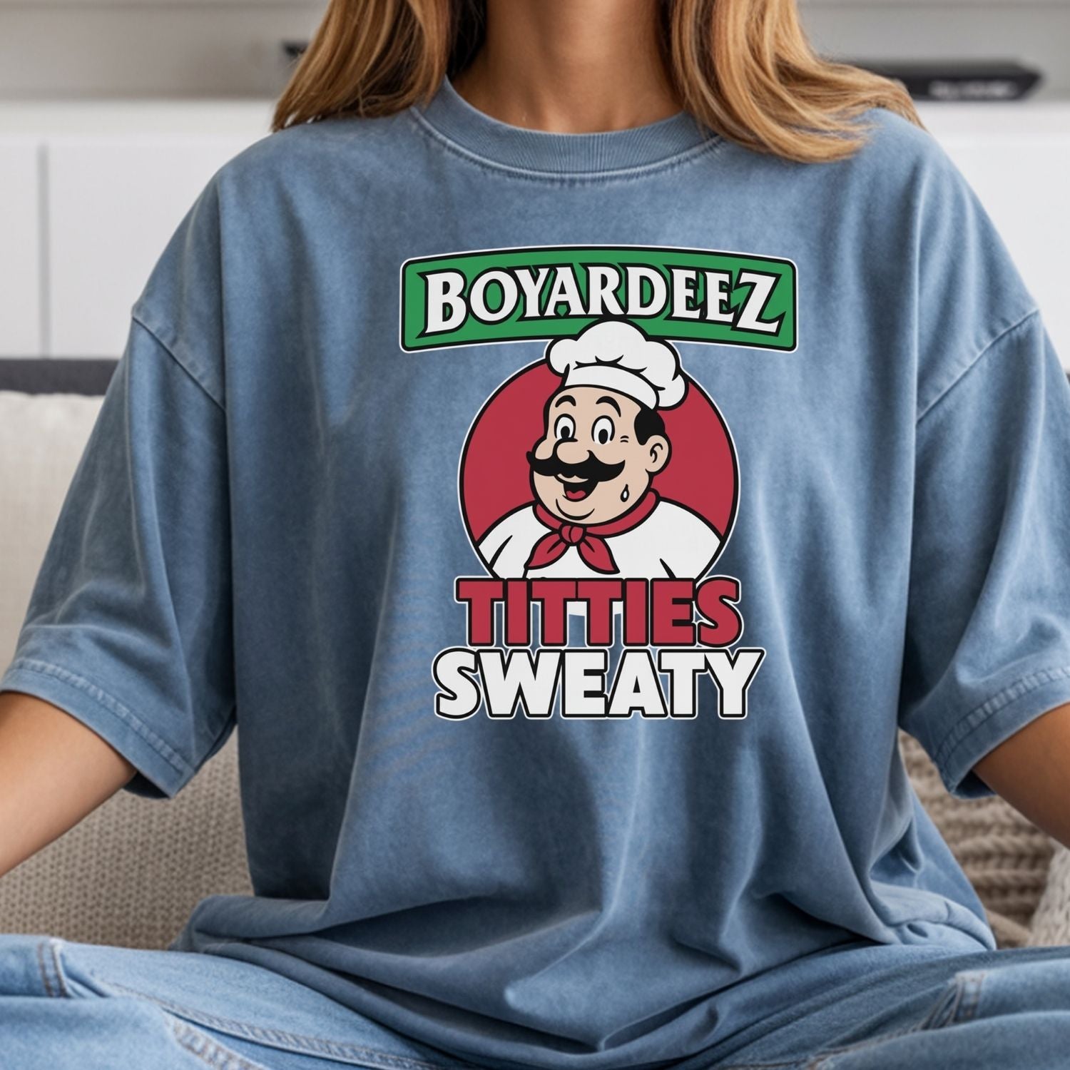 Retro Boyardeez Titties Sweaty Meme Tee - Funny Graphic T-Shirt - Extra Sweaty Edition Humor Shirt