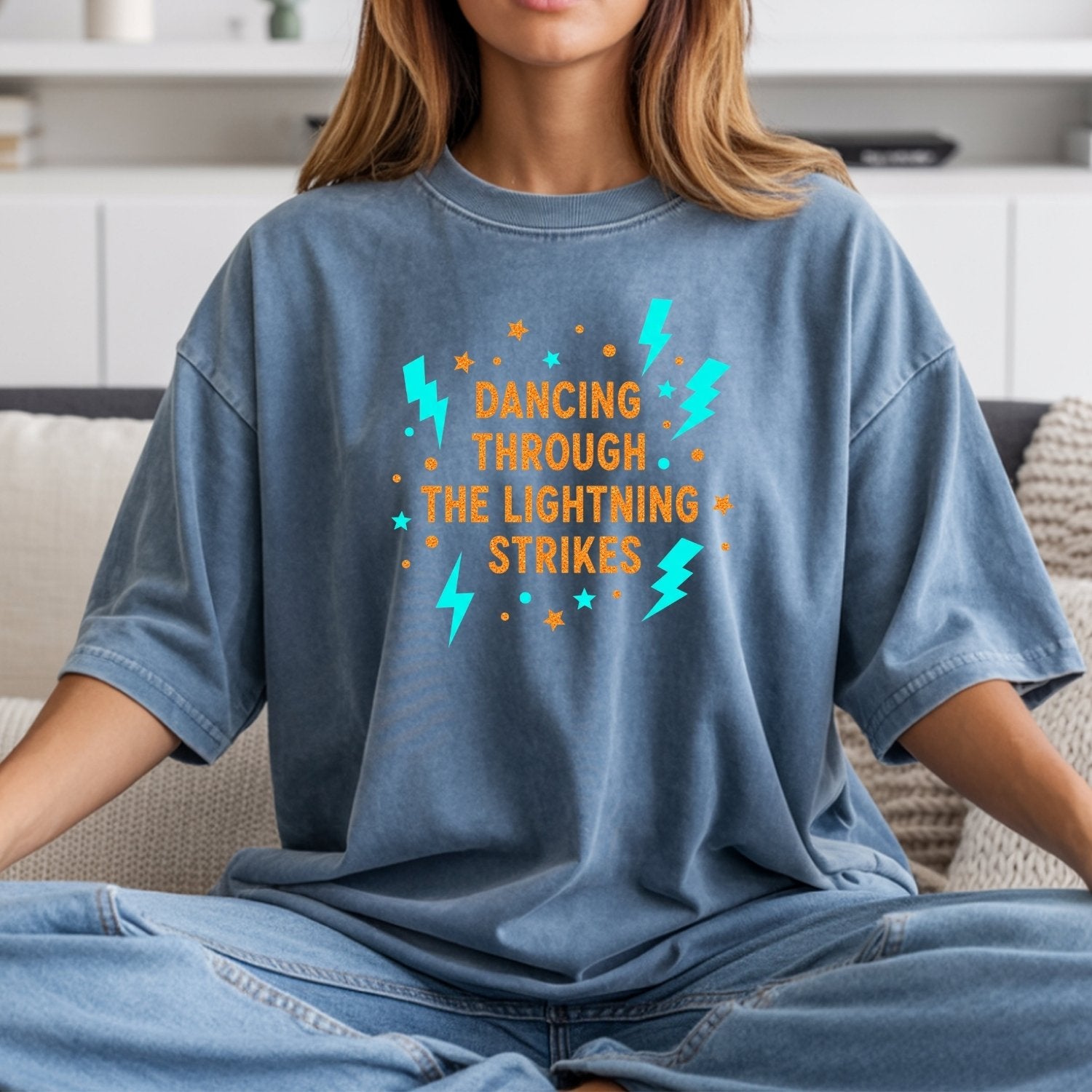 Dancing Through the Lightning Shirt – Vintage Opalite Sky Graphic Tee