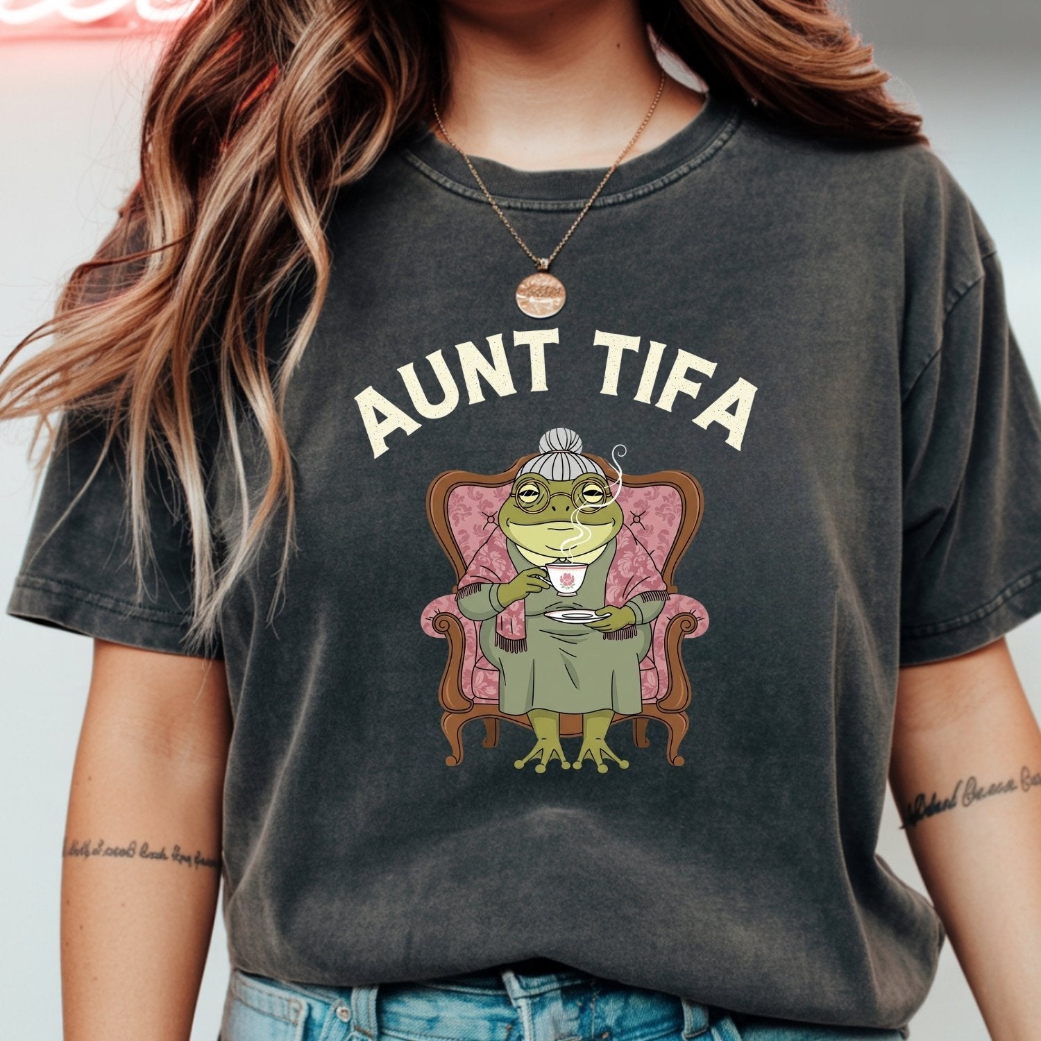 Aunt Tifa Graphic Tee – Funny Internet Meme Style T-Shirt