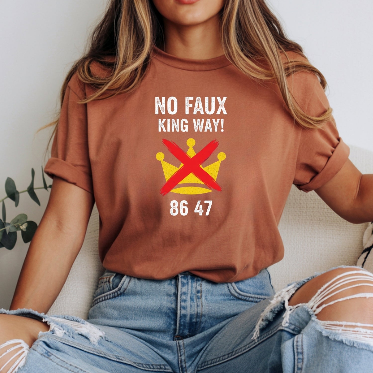 No Faux King Way 8647 Tee – Witty Wordplay Graphic Shirt