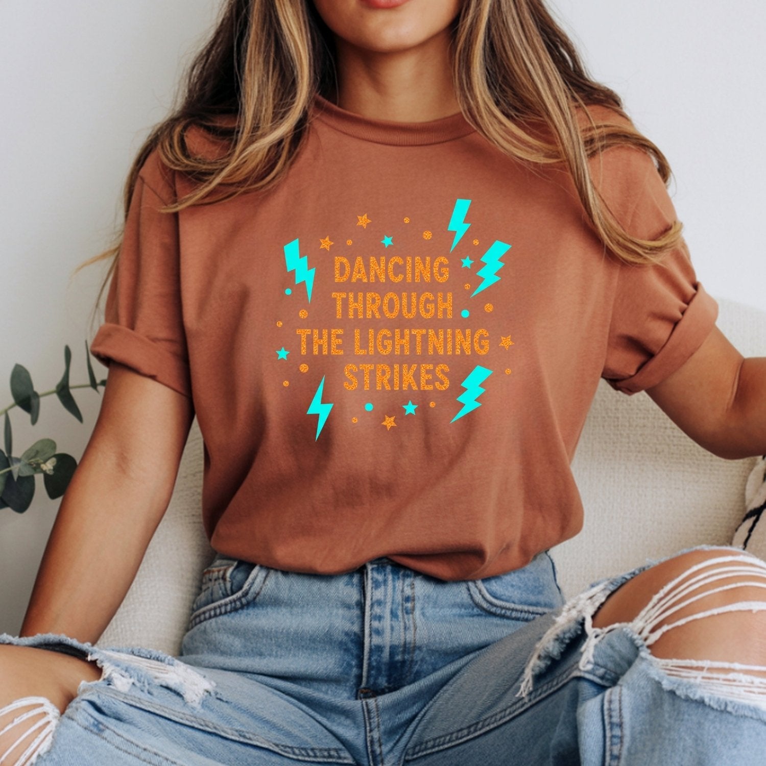 Dancing Through the Lightning Shirt – Vintage Opalite Sky Graphic Tee