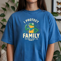 I Protect Family Frog Graphic Tee – No Kings in America Funny Satire Tee