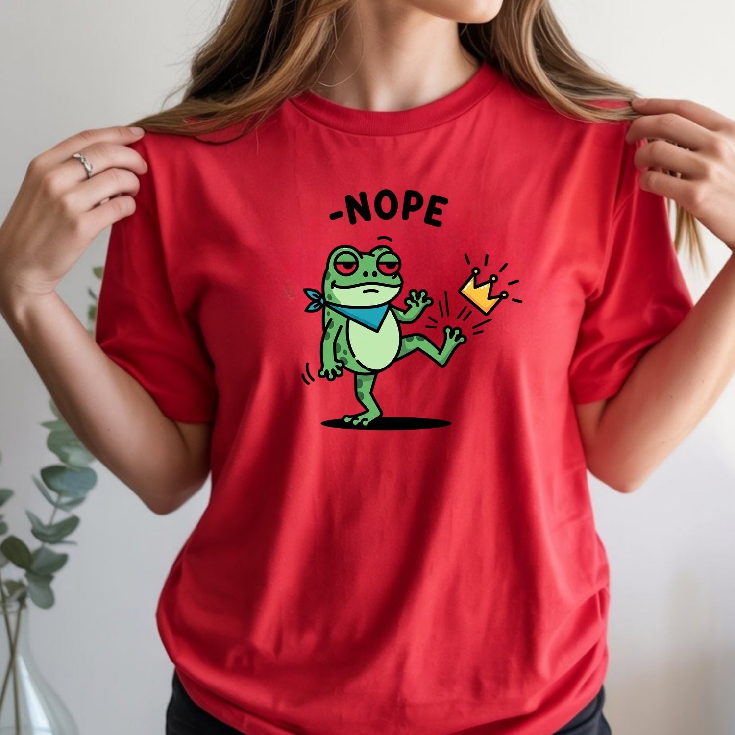 No King Sarcastic Frog Graphic Tee – Nope Crown Kick Unisex Top