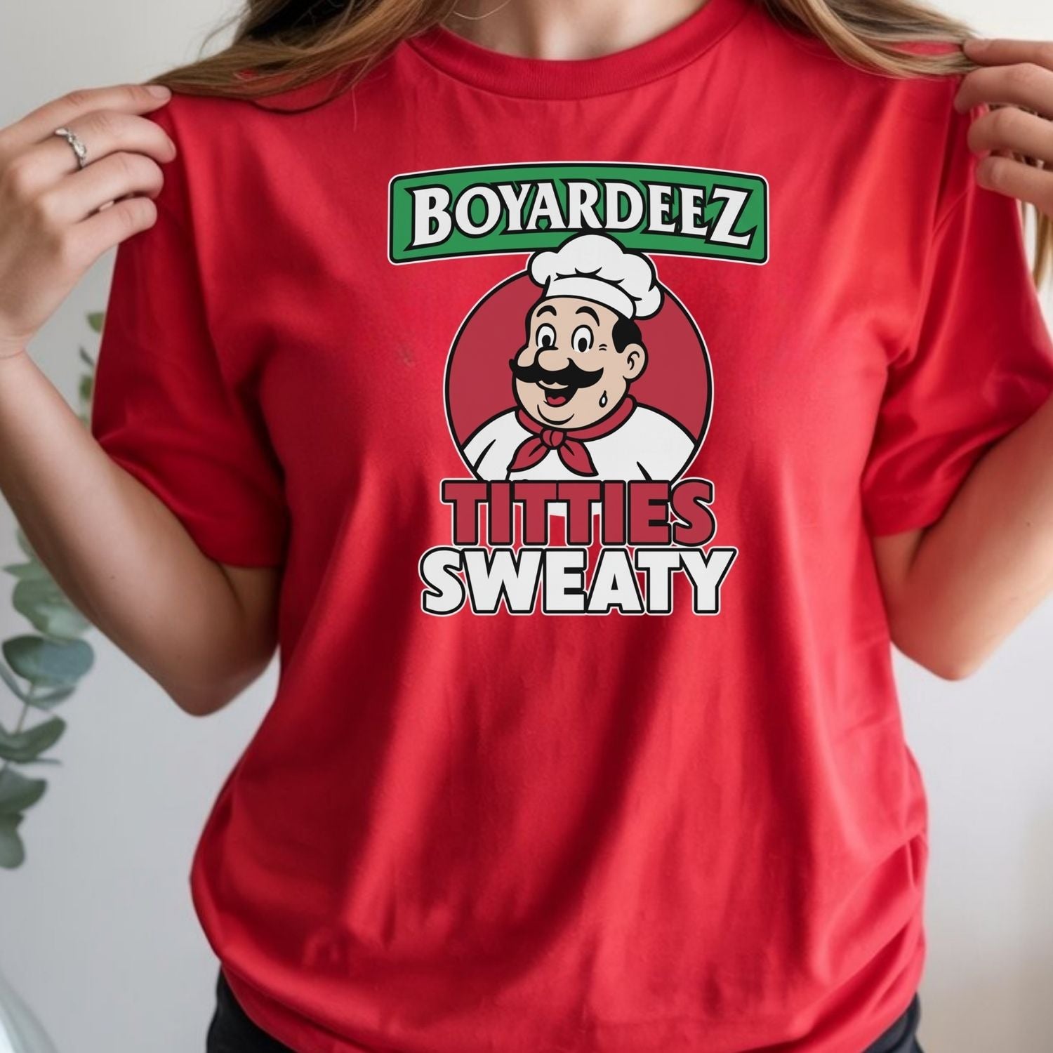 Retro Boyardeez Titties Sweaty Meme Tee - Funny Graphic T-Shirt - Extra Sweaty Edition Humor Shirt