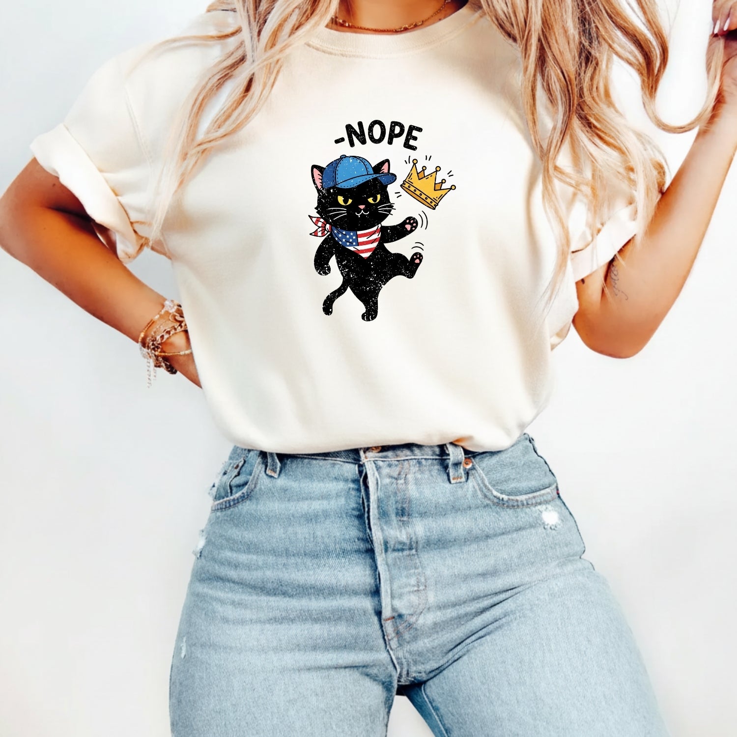 No Kings Shirt – Black Cat Parody Tee – Funny Democracy Meme T-Shirt