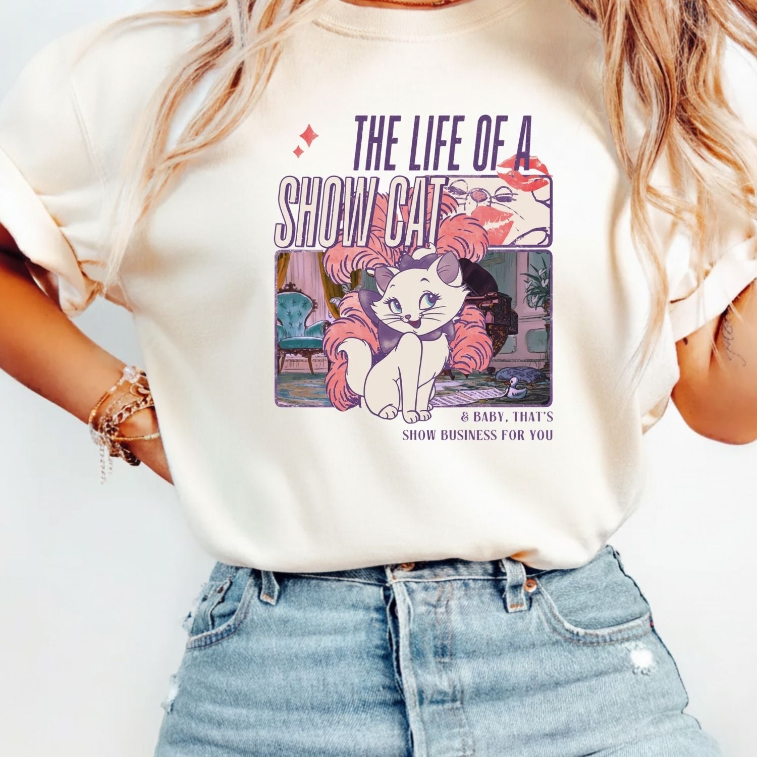 Showgirl Cat Shirt - Vintage The Life of a Showcat Tee - Cute Retro Cat Graphic T-Shirt