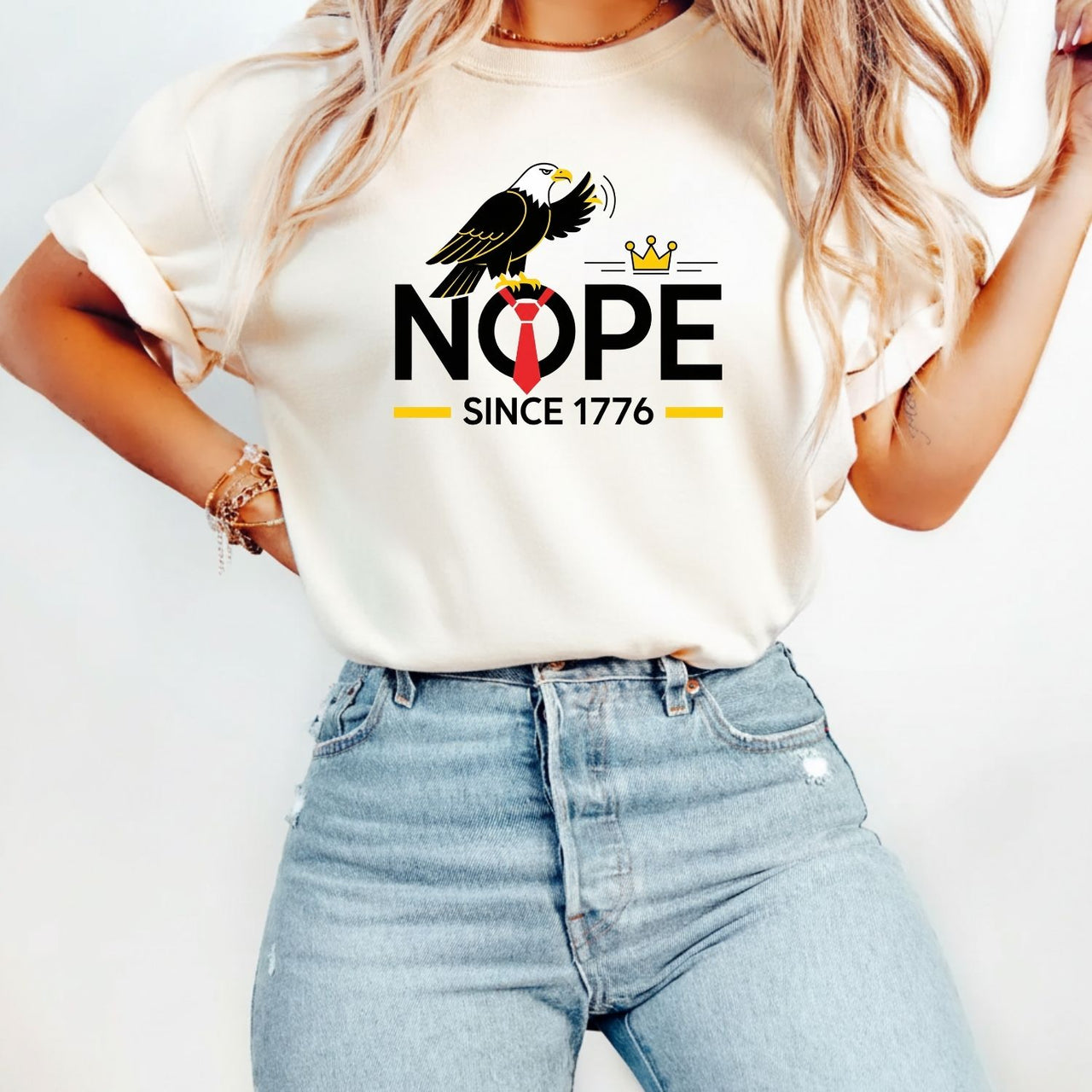 Bald Eagle NOPE Since 1776 T-Shirt – No Kings in America Tee – Funny Patriotic Freedom