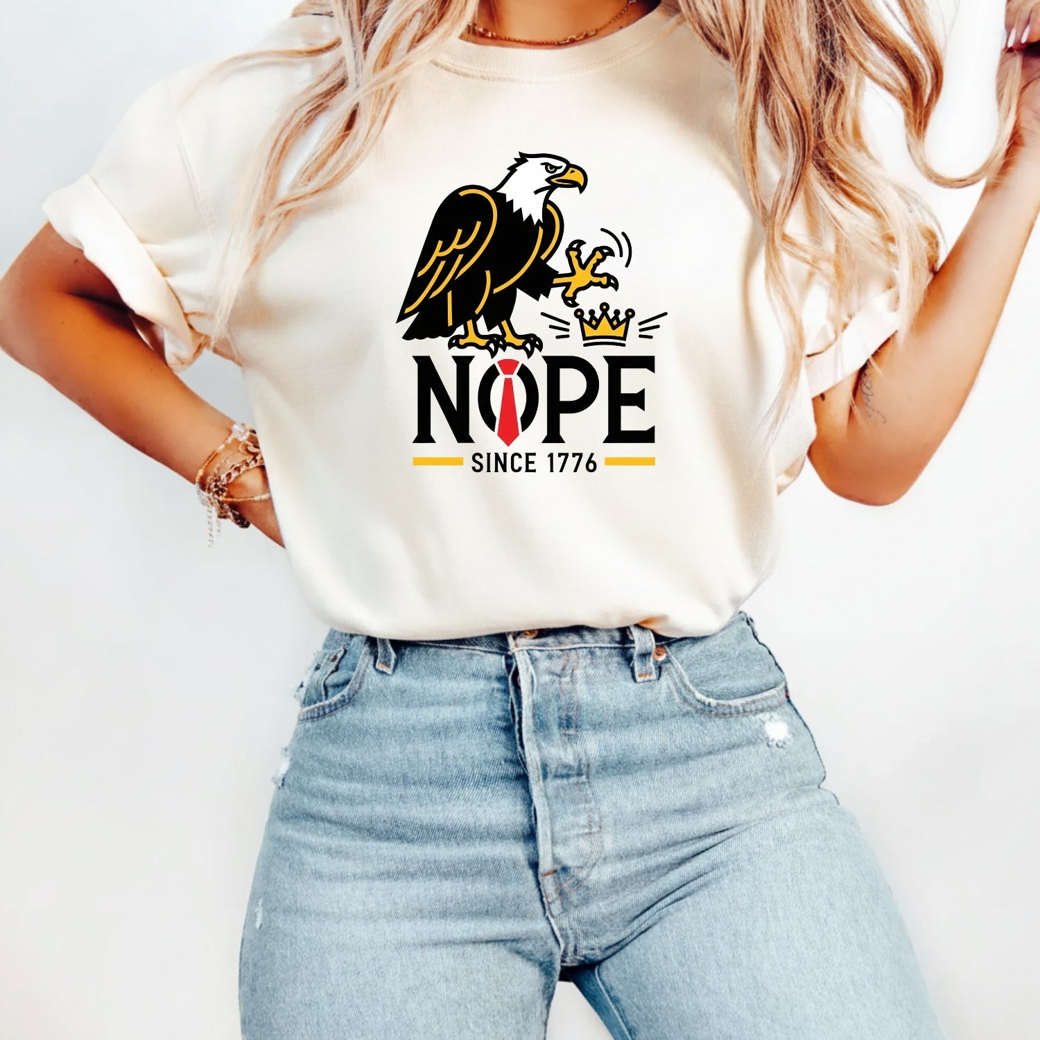 No Kings in America Bald Eagle Graphic Tee Liberty