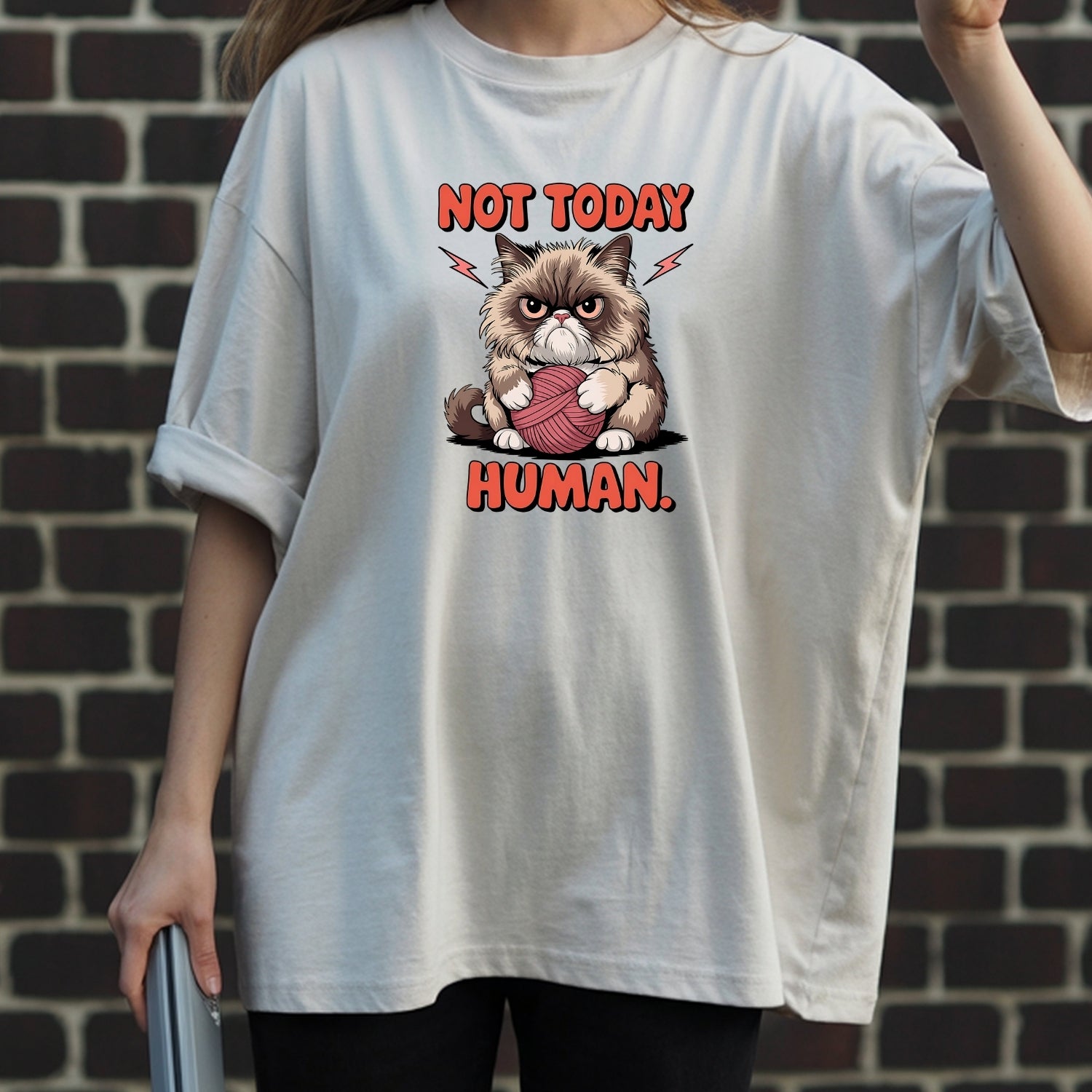 Not Today Human T-Shirt - Funny Cat Sarcastic Graphic Tee