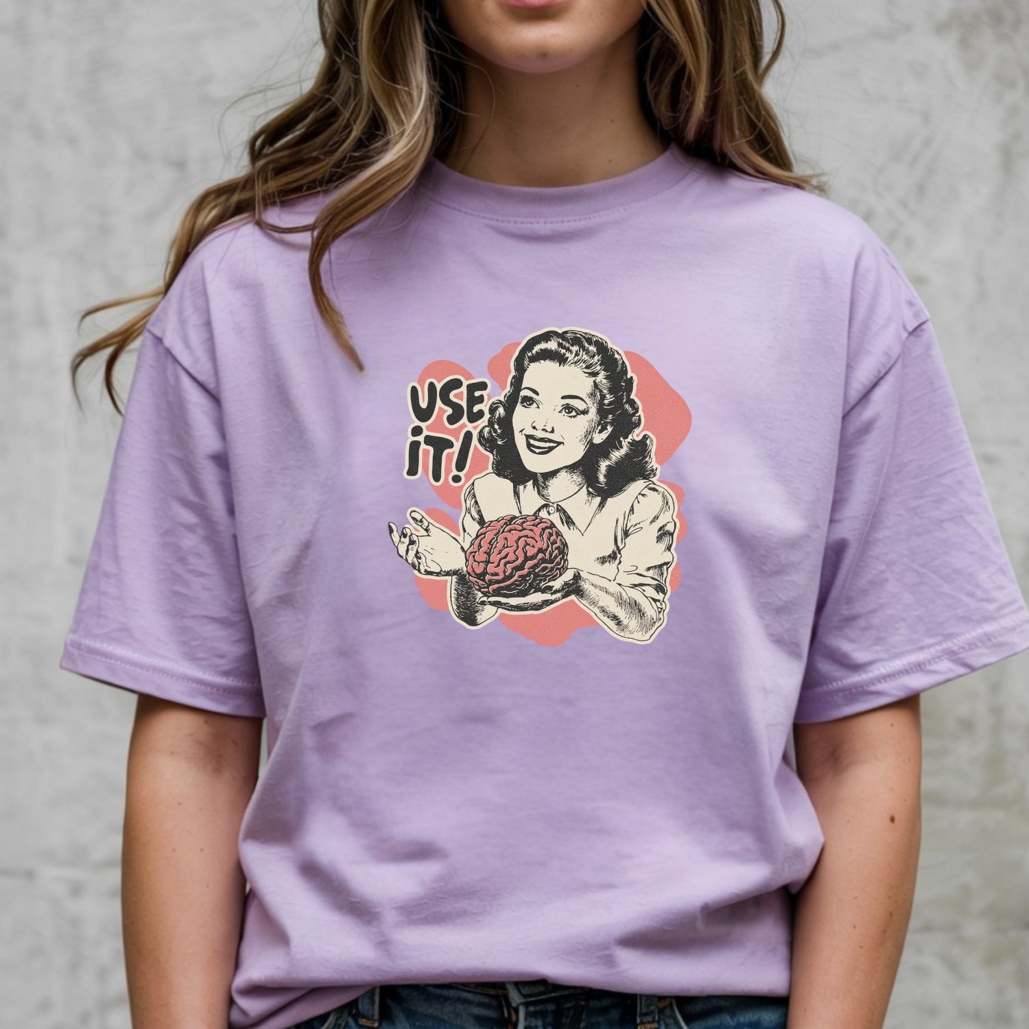 Use Your Brain Graphic T-Shirt – Sarcastic Vintage Tee – Funny Retro 50s Ad Parody