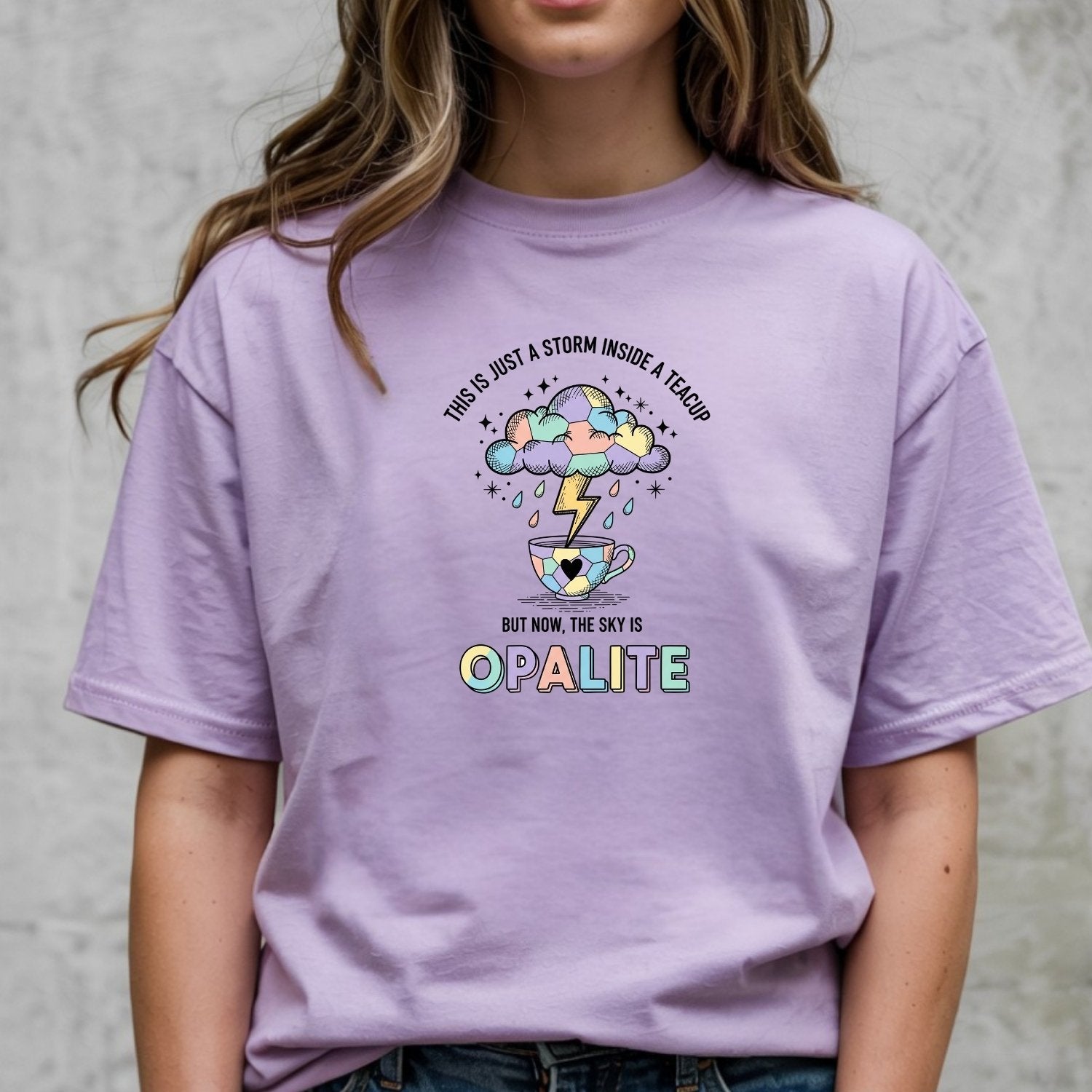Storm in a Teacup Shirt – Opalite Sky Romantic Graphic Tee