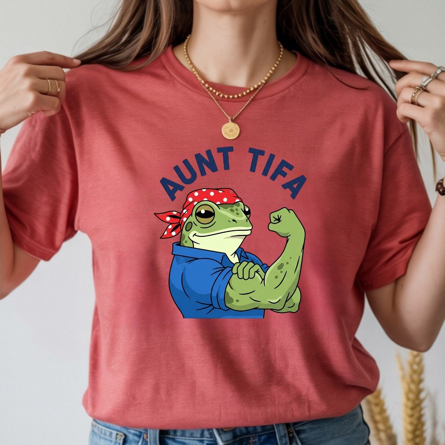 Aunt Tifa Resist Frog T-Shirt – Humorous Graphic Tee for Adults