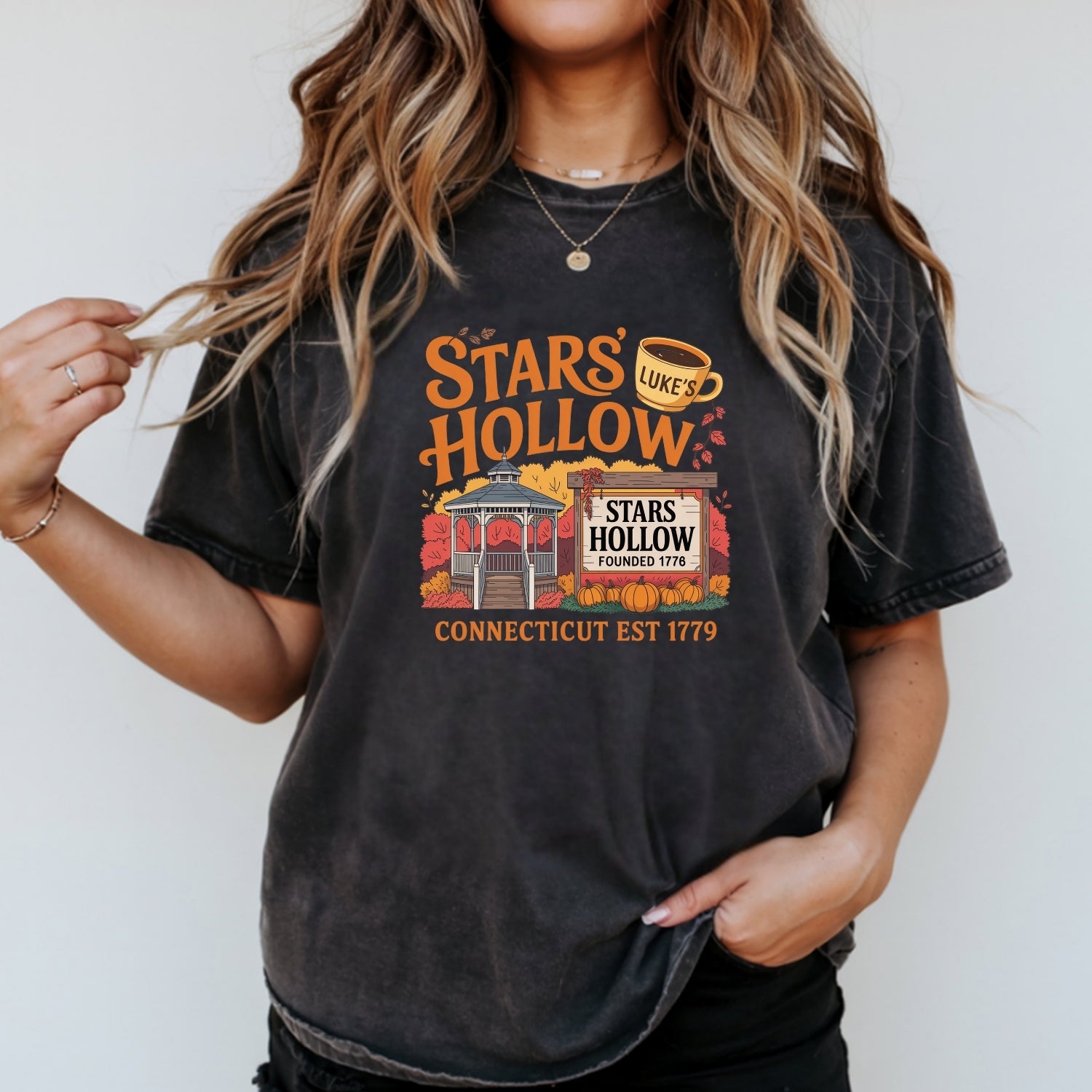 Stars Hollow T-Shirt – Retro Coffee Lover Tee – Vintage Small Town Graphic Design