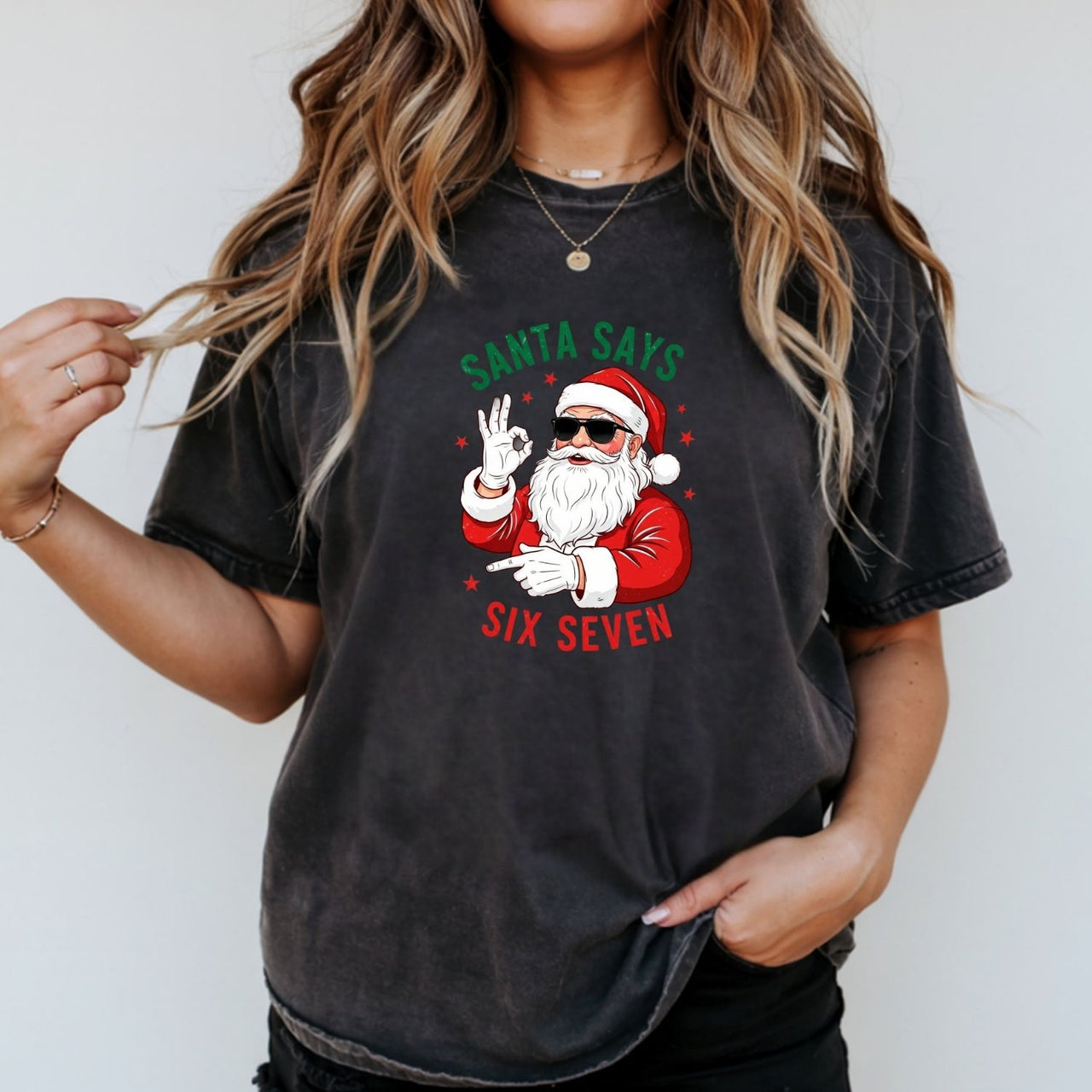 Funny Santa Says Six Seven T-Shirt – Christmas Meme Graphic Tee