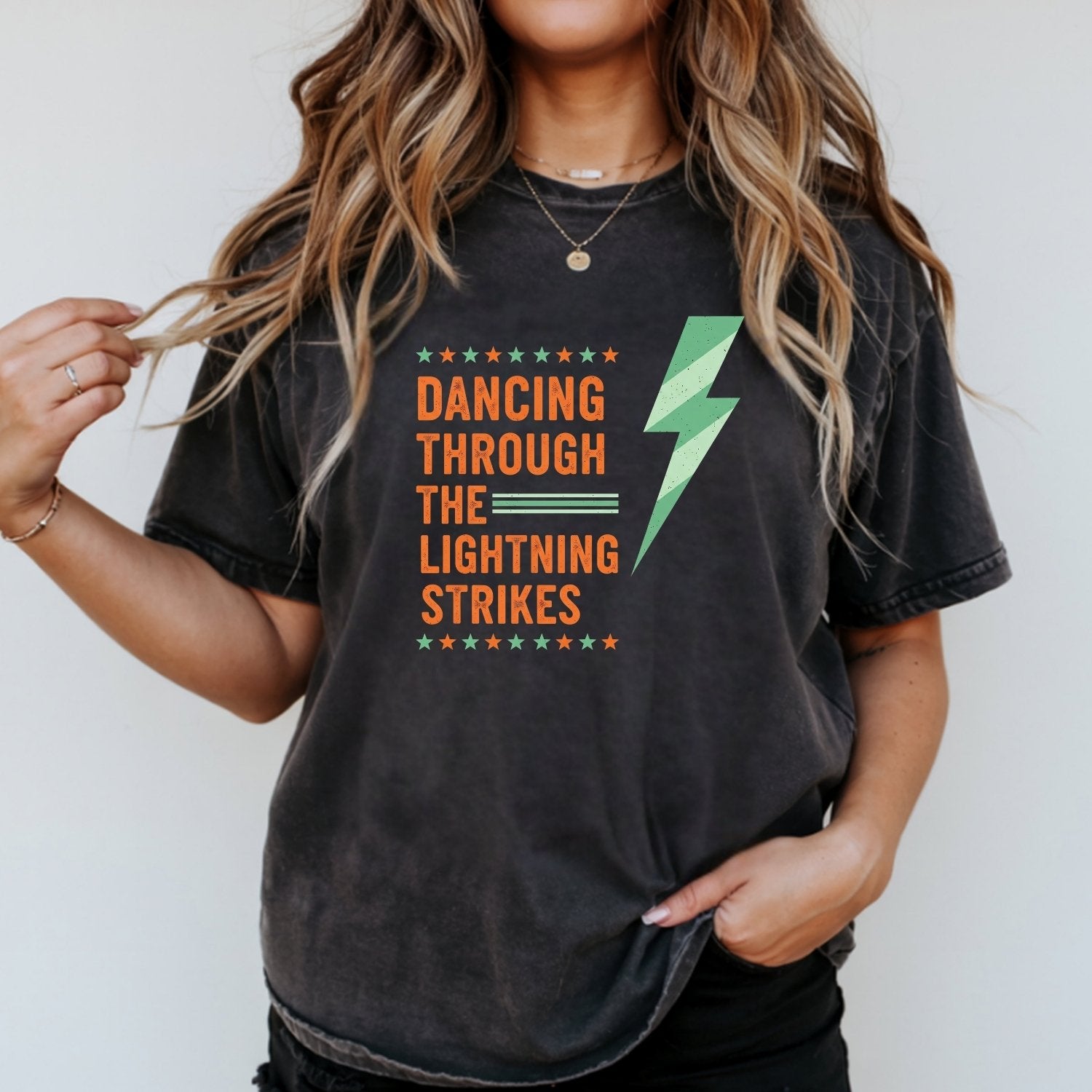 Dancing Through the Lightning Strikes Shirt – Vintage Lightning & Showgirl Era Graphic Tee