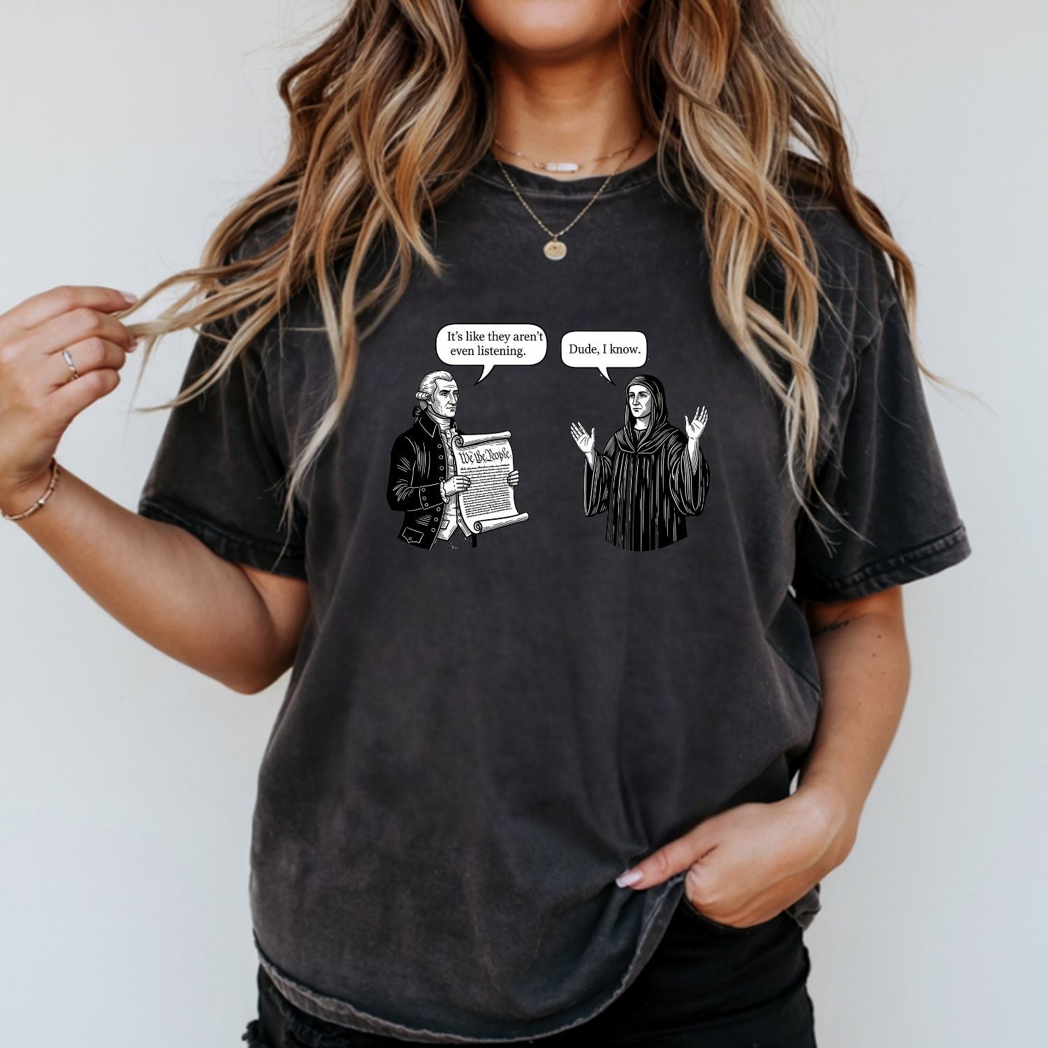 George and Jesus Tee – Retro USA Inspired Graphic Shirt – Vintage Patriotic Design