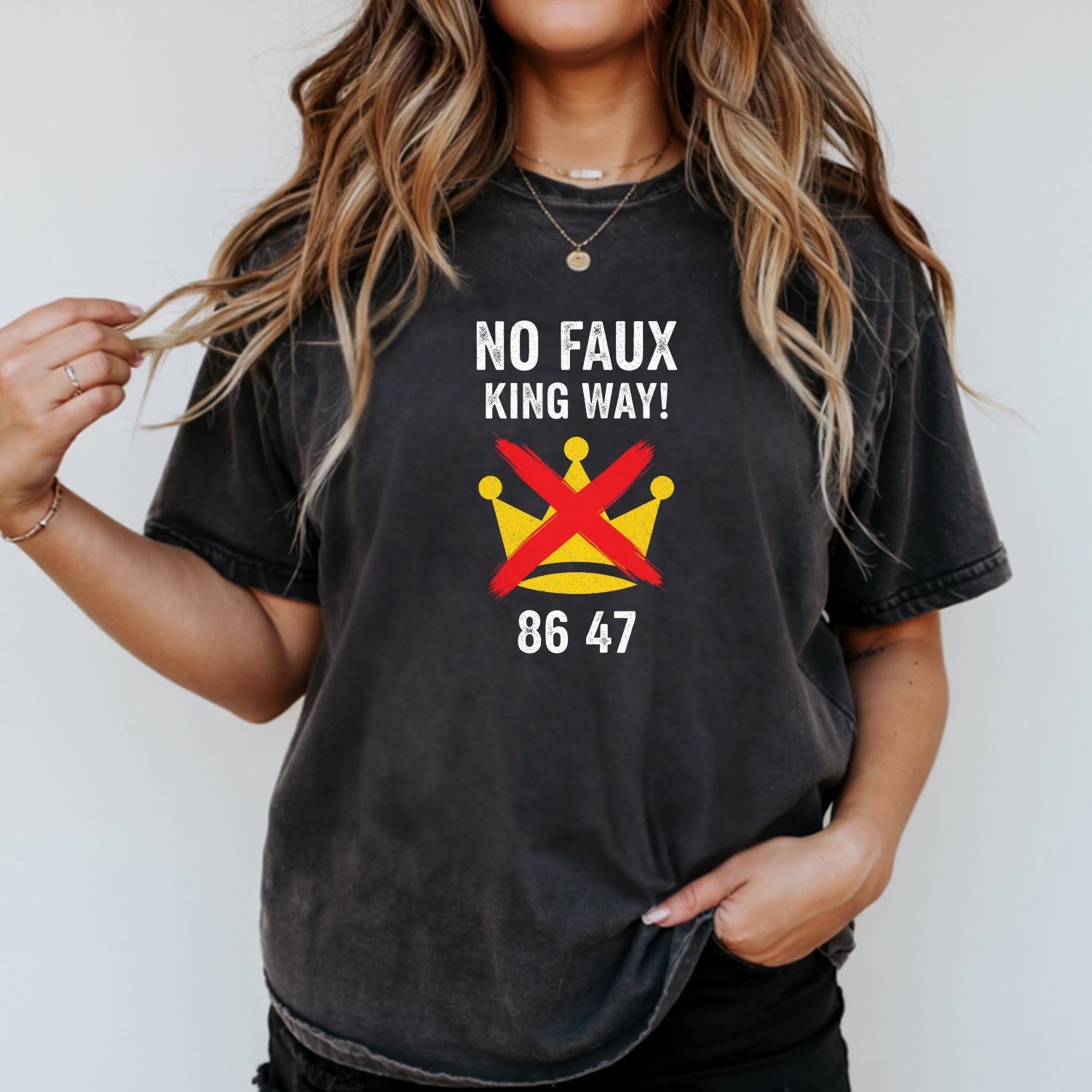 No Faux King Way 8647 Tee – Witty Wordplay Graphic Shirt