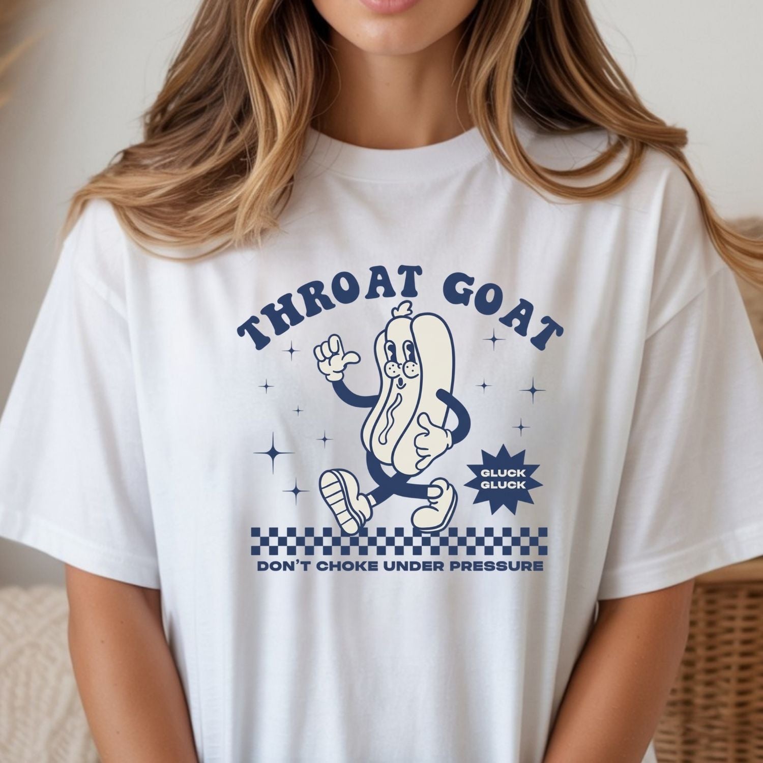 Funny Throat Goat Meme T-Shirt - Retro Inappropriate Shirt - Embarrassing Humor Tee for Adults