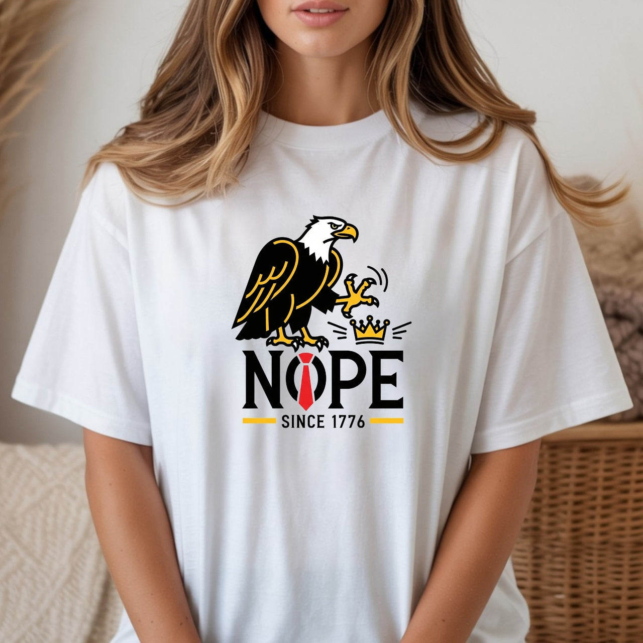 No Kings in America Shirt – Bald Eagle Graphic Tee – Funny Liberty Parody Top