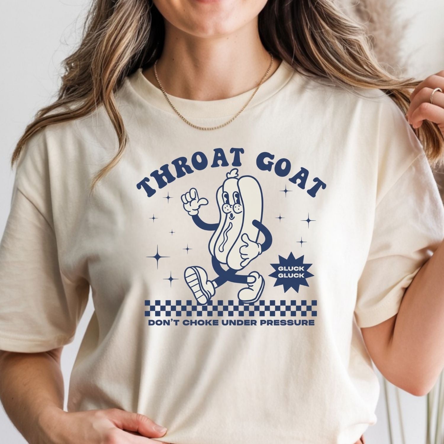 Funny Throat Goat Meme T-Shirt - Retro Inappropriate Shirt - Embarrassing Humor Tee for Adults