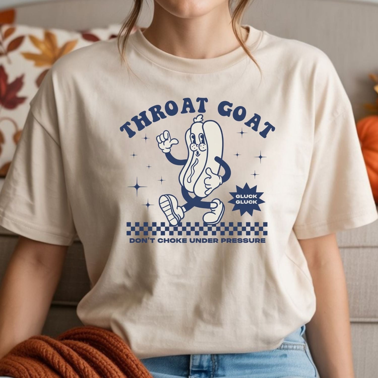 Funny Throat Goat Meme T-Shirt - Retro Inappropriate Shirt - Embarrassing Humor Tee for Adults