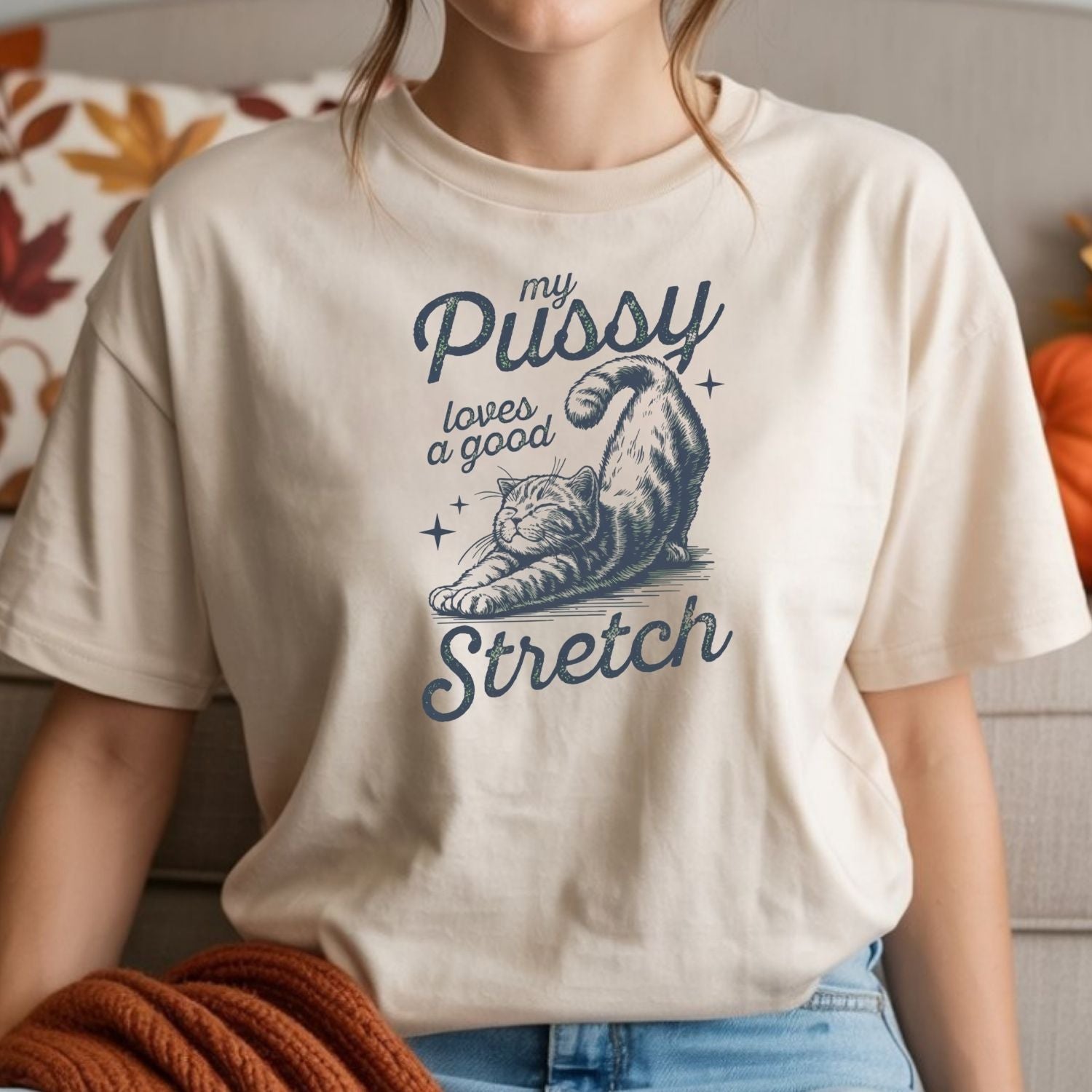 Cheeky Cat Shirt – Funny Stretching Cat Tee, Retro Humor Gift for Her