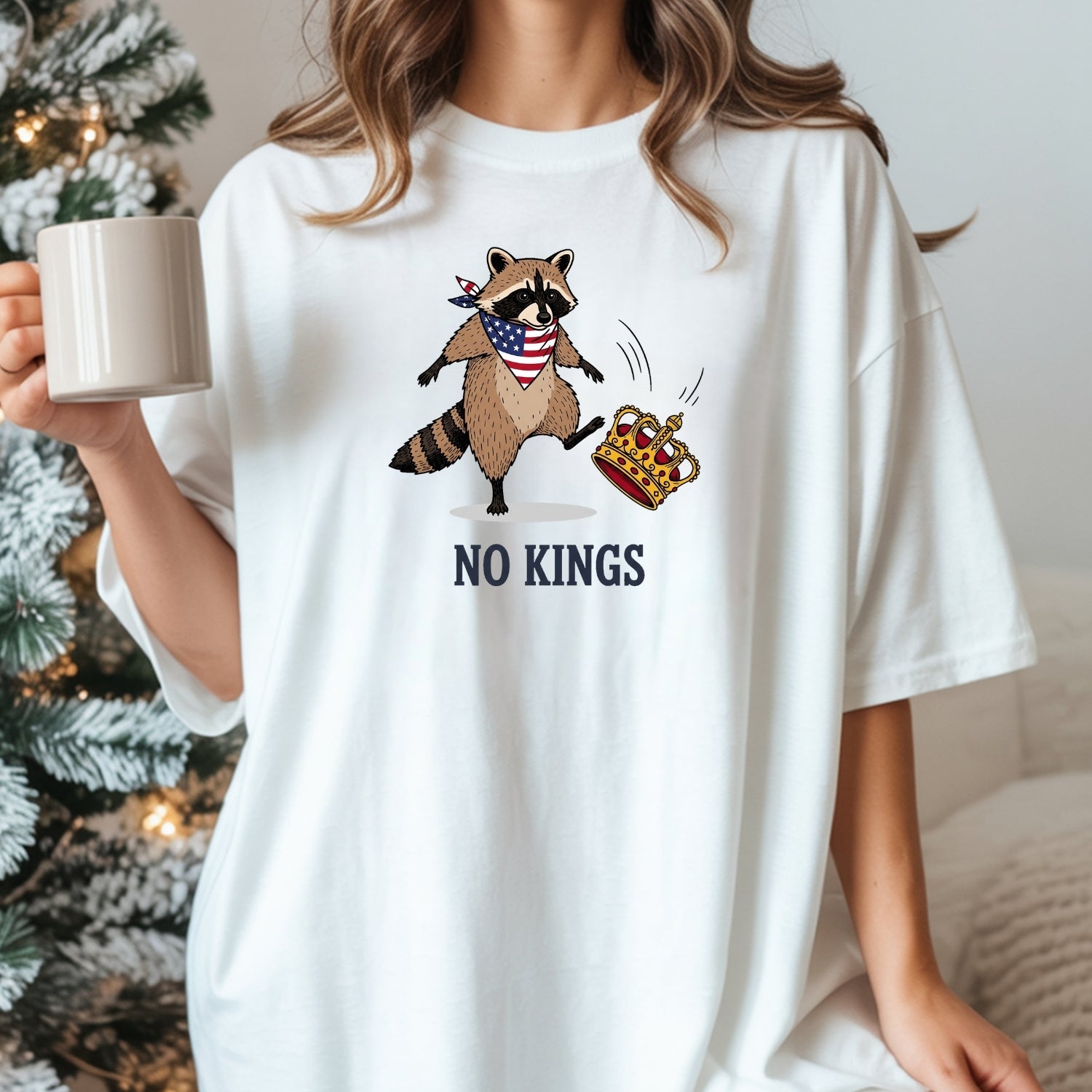 No Kings Raccoon T-Shirt – Funny American Rebel Tee – Patriotic Humor Graphic Top