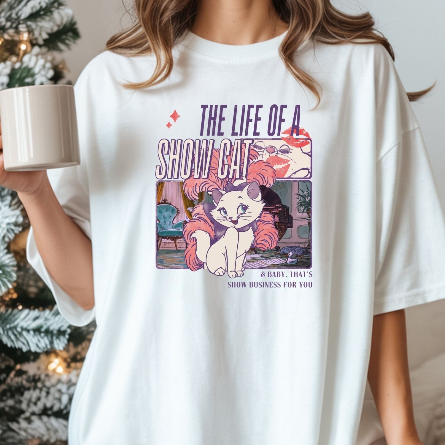 Showgirl Cat Shirt - Vintage The Life of a Showcat Tee - Cute Retro Cat Graphic T-Shirt