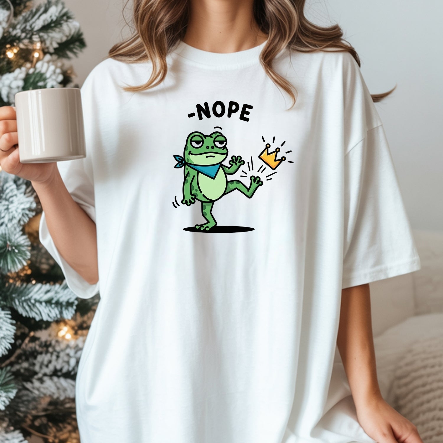 No King Sarcastic Frog Graphic Tee – Nope Crown Kick Unisex Top