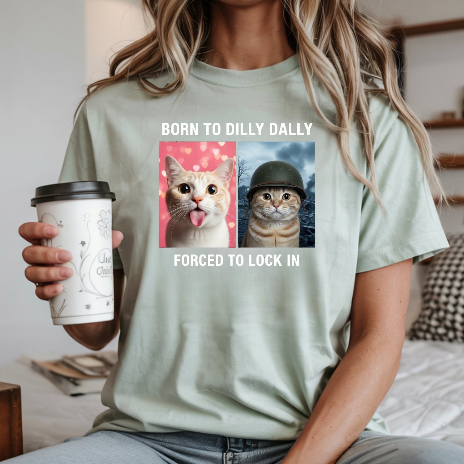 Born to Dilly Dally Forced to Lock In T-Shirt – Funny Viral Meme Tee – Trendy Humor Graphic Top