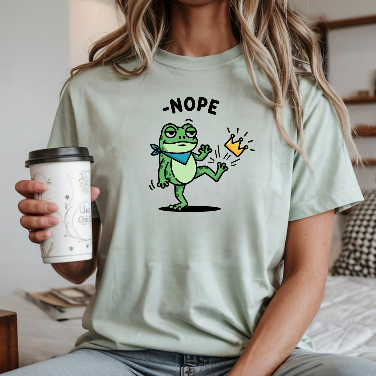 No King Sarcastic Frog Graphic Tee – Nope Crown Kick Unisex Top