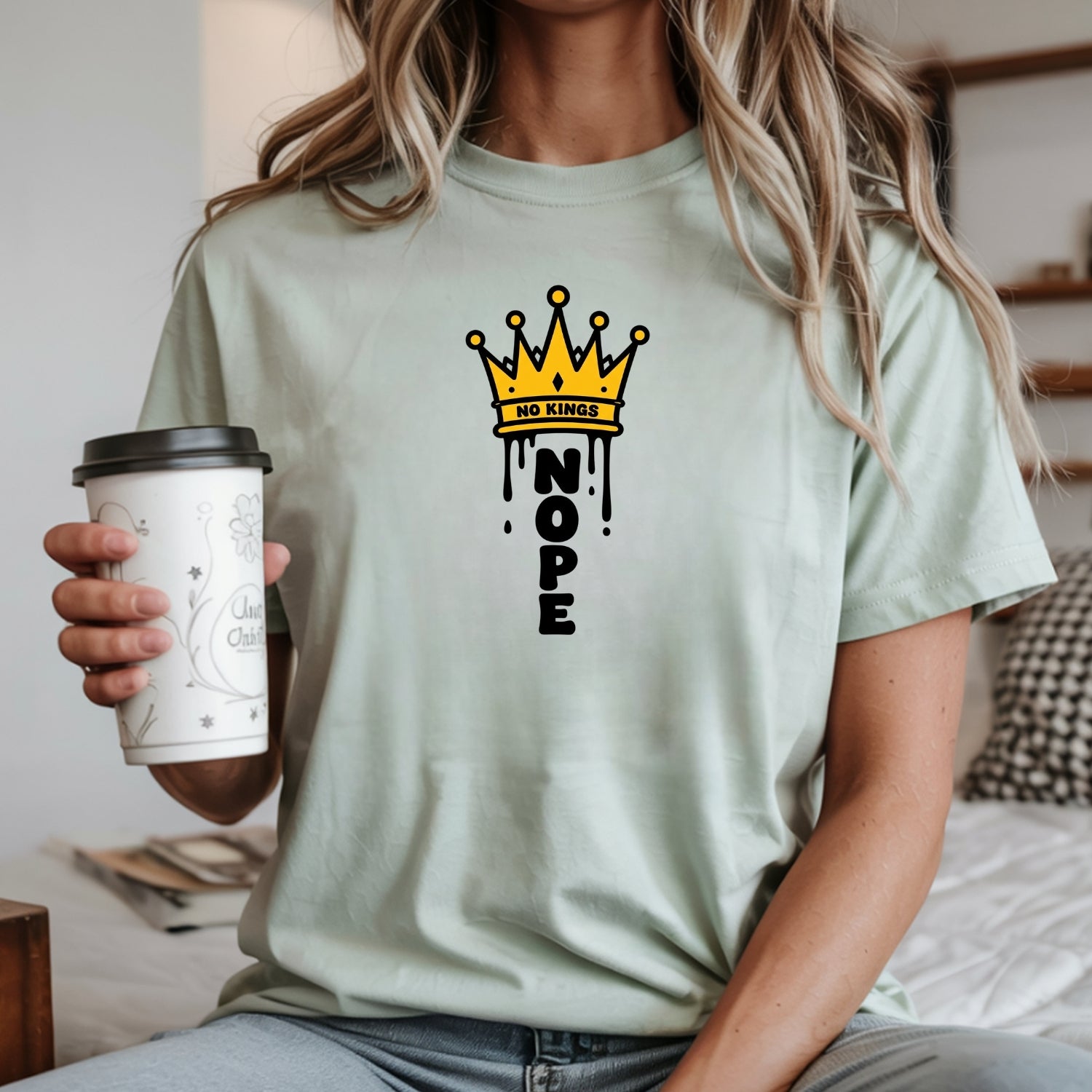 No Kings T-Shirt – Crown Graphic Tee, Patriotic Freedom Protest Design
