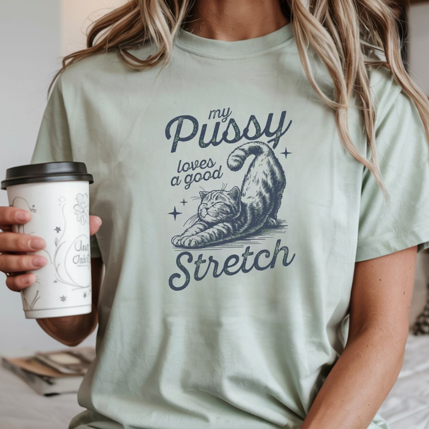 Cheeky Cat Shirt – Funny Stretching Cat Tee, Retro Humor Gift for Her