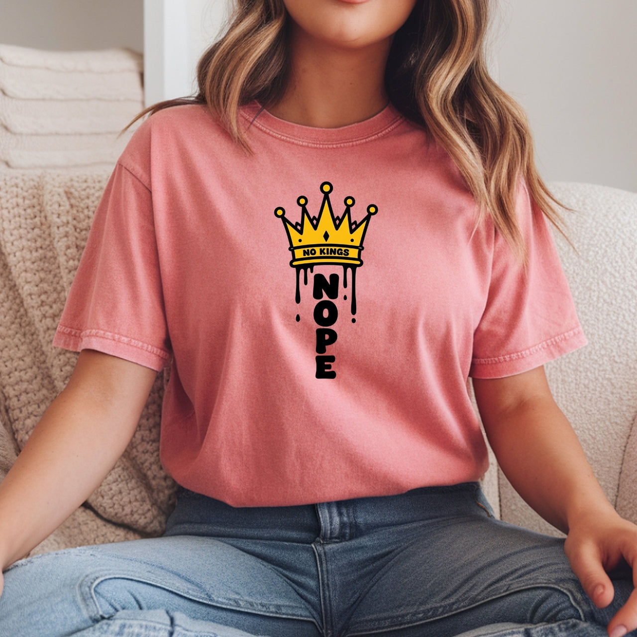 No Kings T-Shirt – Crown Graphic Tee, Patriotic Freedom Protest Design