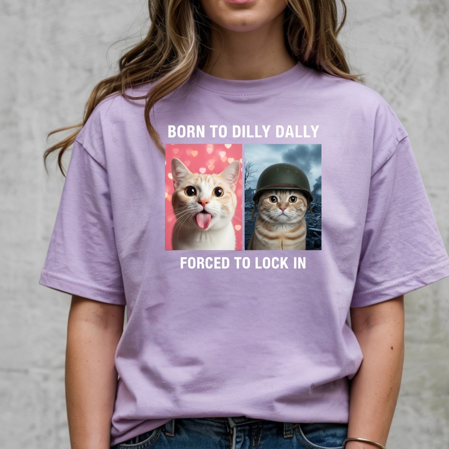 Born to Dilly Dally Forced to Lock In T-Shirt – Funny Viral Meme Tee – Trendy Humor Graphic Top