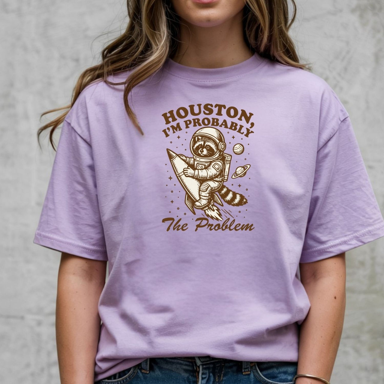 Houston I’m Probably the Problem T-Shirt – Funny Raccoon Space Tee