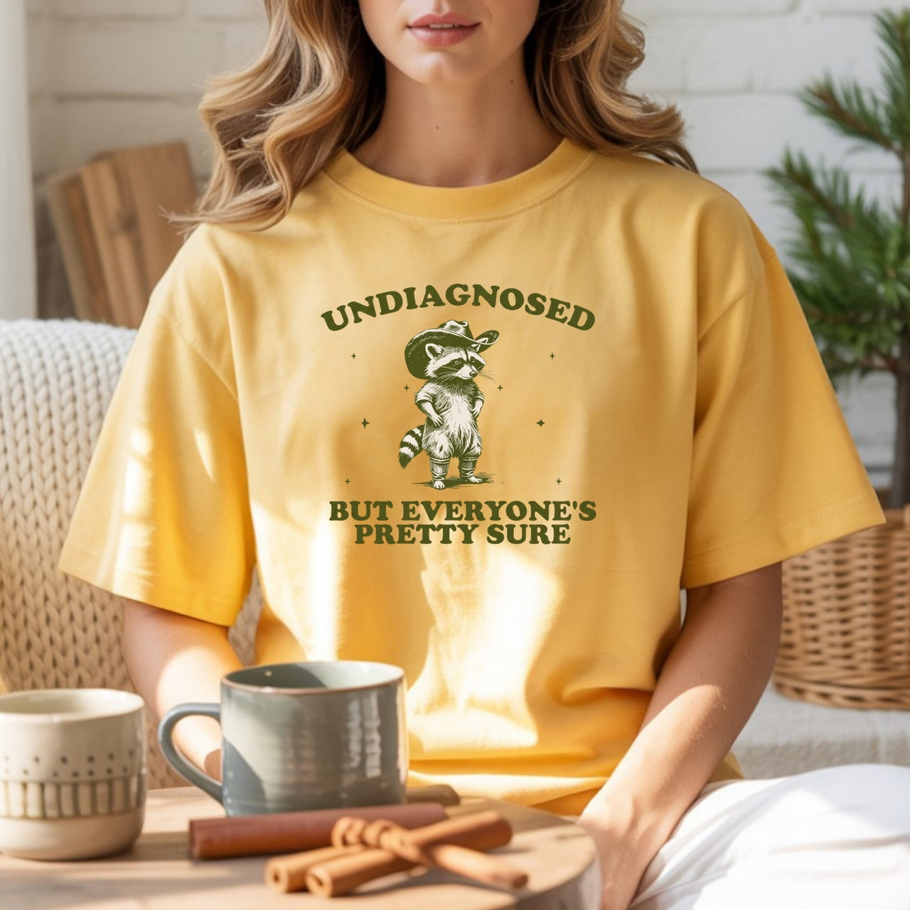 Undiagnosed but Everyone’s Pretty Sure T-Shirt – Funny Raccoon Tee – Vintage Cowboy Meme Design