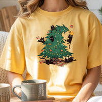 Christmas Tree and Cat Shirt – Cute Cat Lover Holiday Graphic Tee