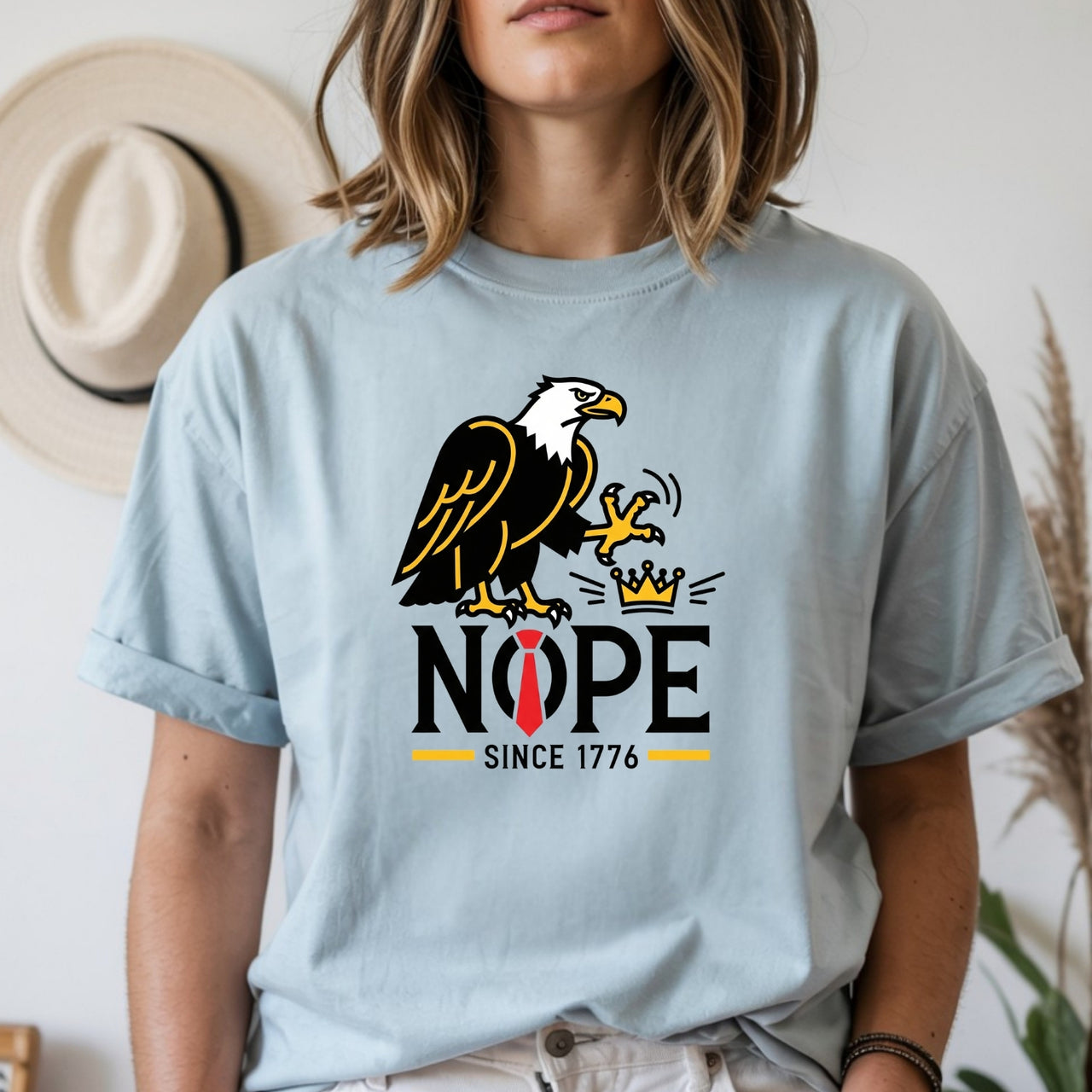 No Kings in America Shirt – Bald Eagle Graphic Tee – Funny Liberty Parody Top