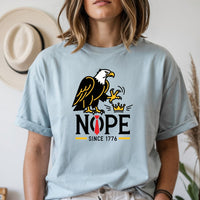 No Kings in America Shirt – Bald Eagle Graphic Tee – Funny Liberty Parody Top