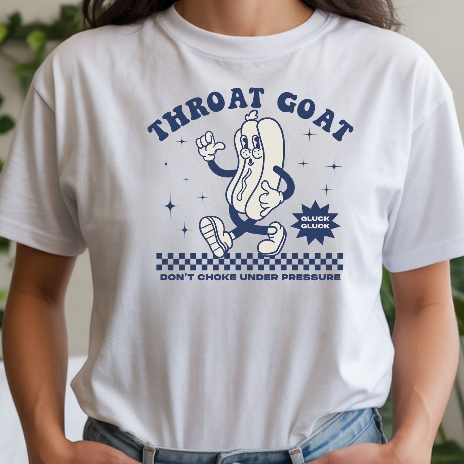 Funny Throat Goat Meme T-Shirt - Retro Inappropriate Shirt - Embarrassing Humor Tee for Adults