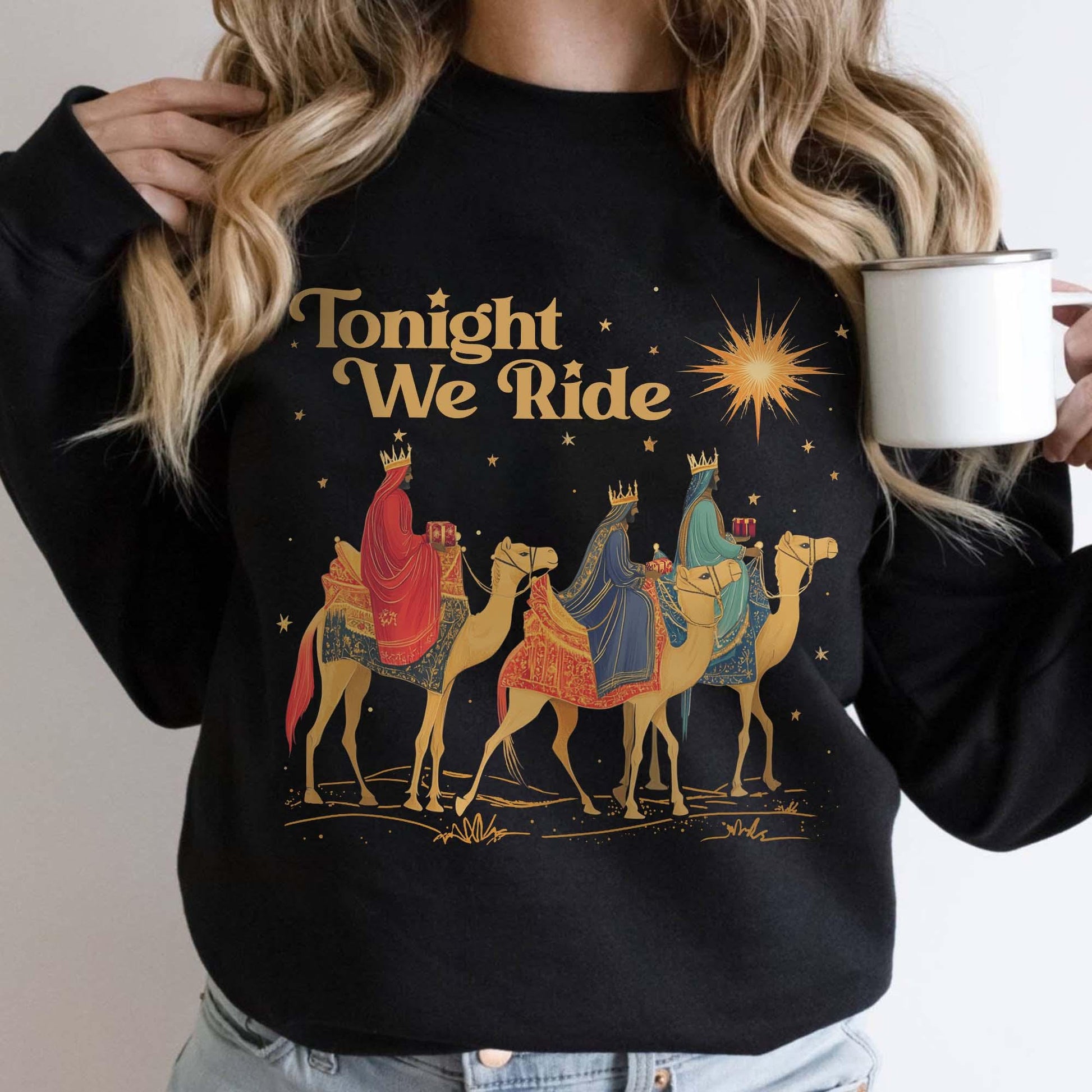 3 Wise Men Tonight We Ride Christmas Sweatshirt – Religious Nativity Christian Sweater – Faith Christmas Shirt