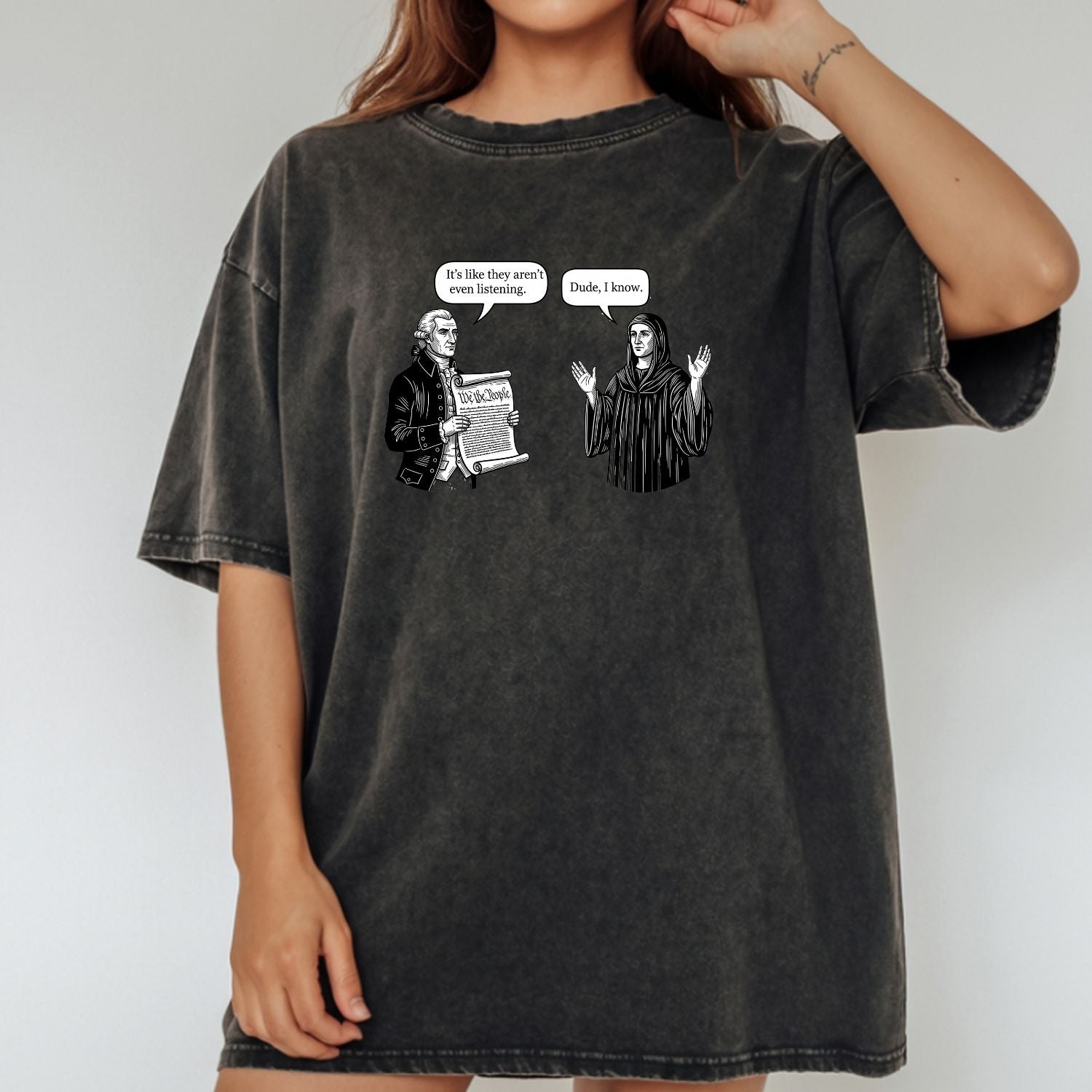 George and Jesus Tee – Retro USA Inspired Graphic Shirt – Vintage Patriotic Design