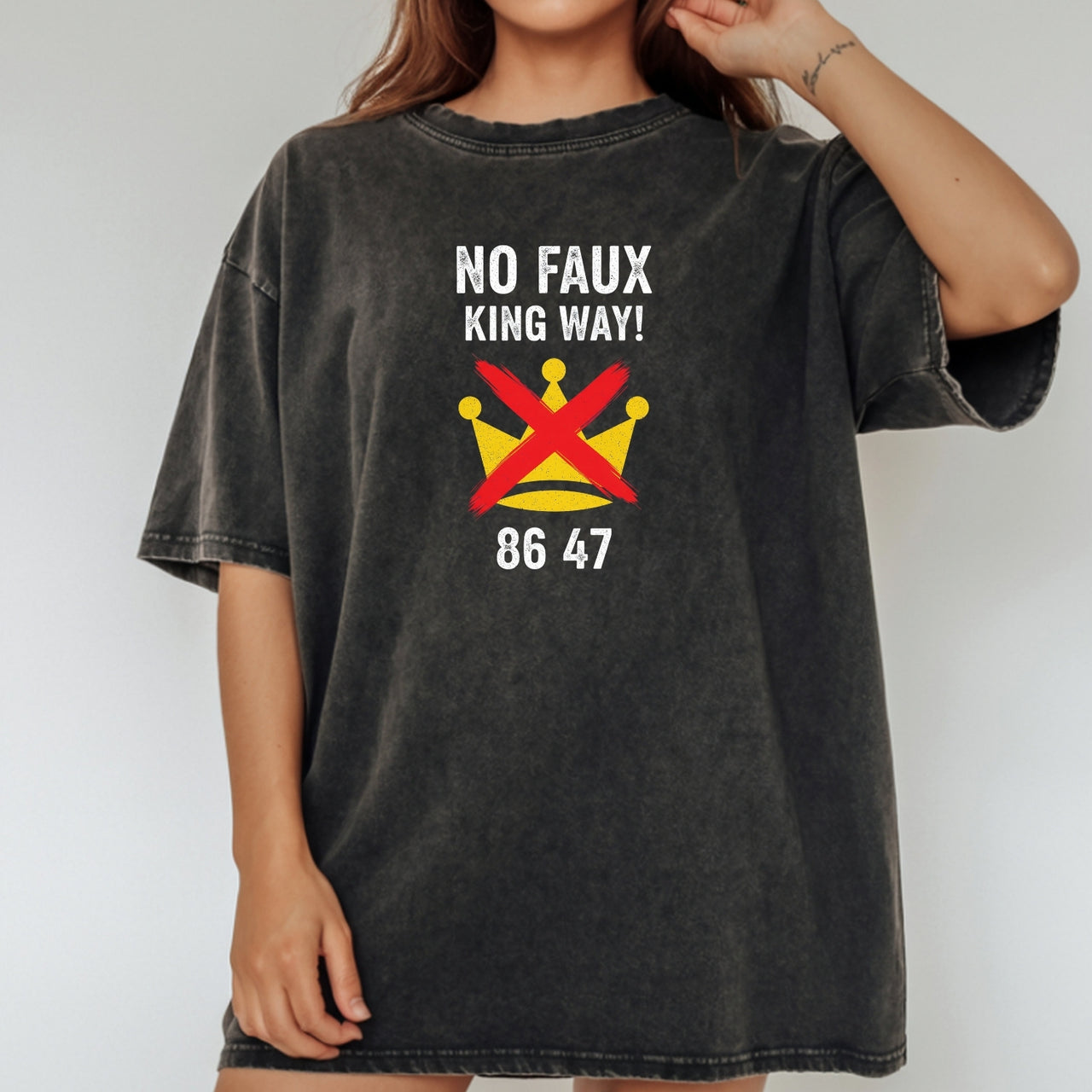 No Faux King Way 8647 Tee – Witty Wordplay Graphic Shirt
