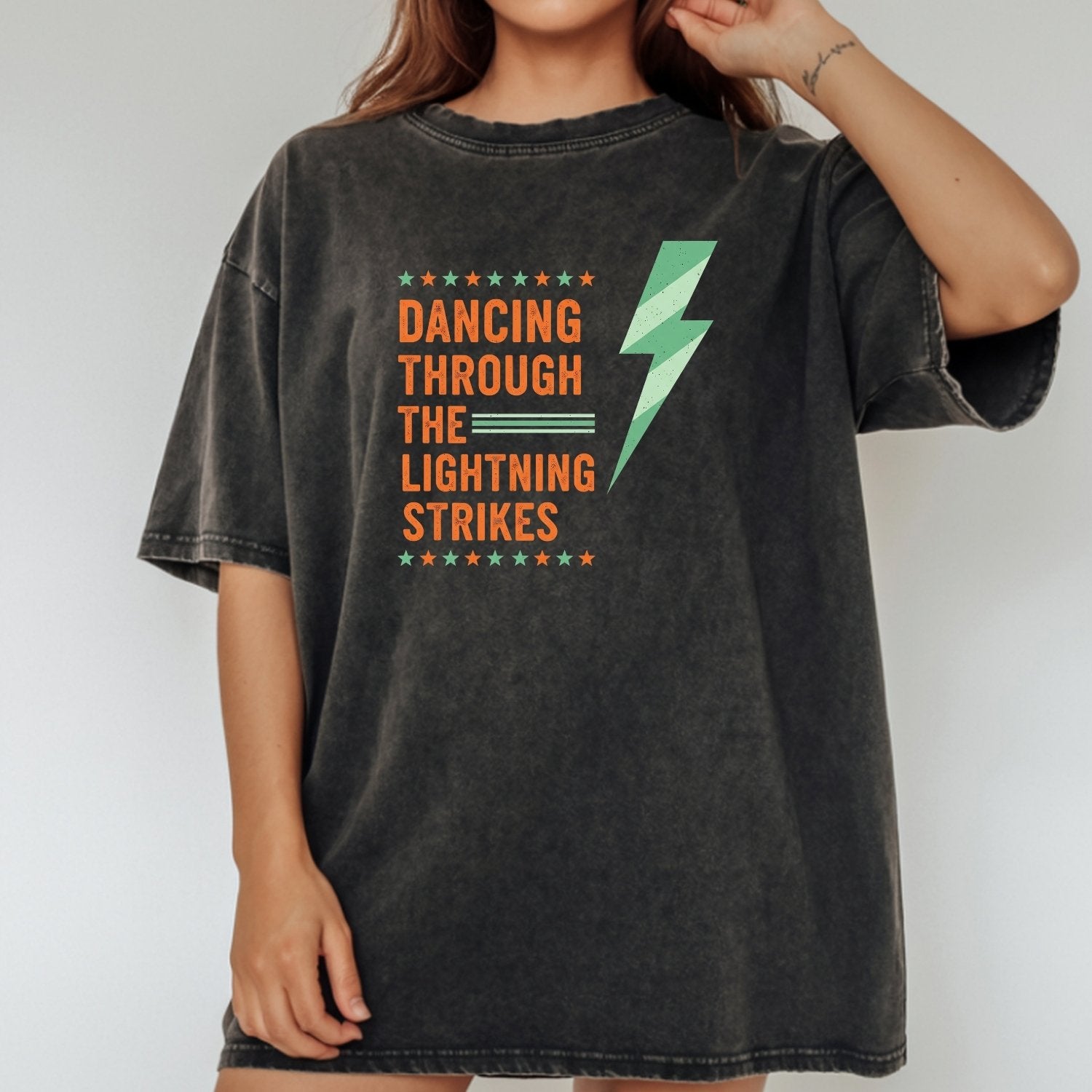 Dancing Through the Lightning Strikes Shirt – Vintage Lightning & Showgirl Era Graphic Tee